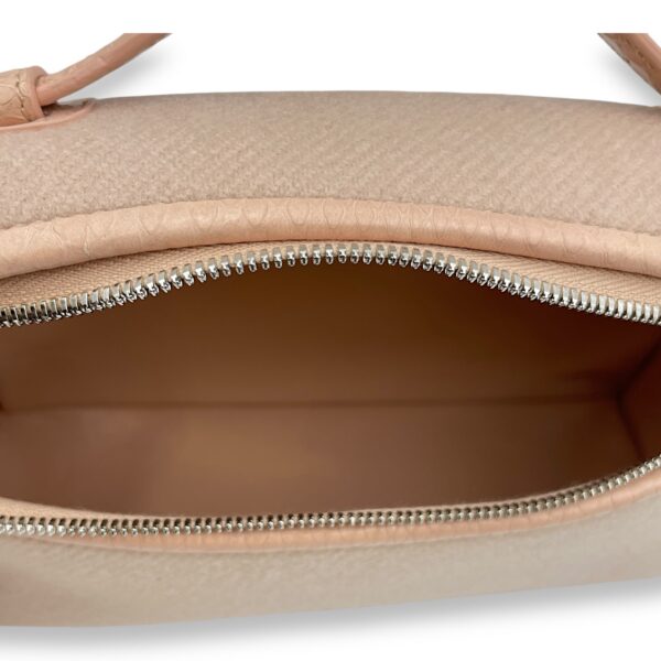 Extra Pocket 19 Pale Pink Top Handle Bag in cashmere/python, Silver hardware - Image 7