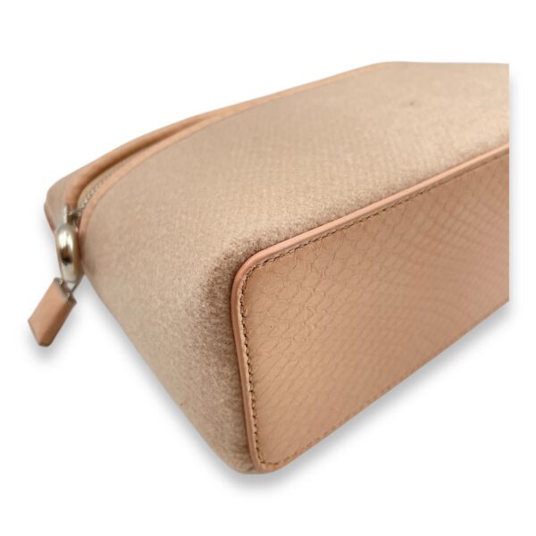 Extra Pocket 19 Pale Pink Top Handle Bag in cashmere/python, Silver hardware - Image 8