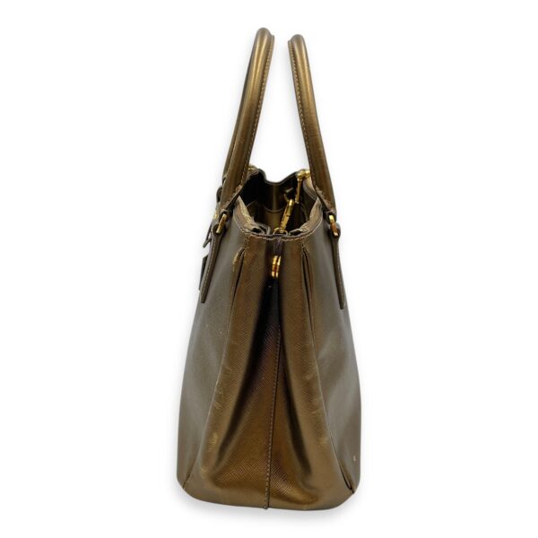 Double Zip Saffiano Lux Metallic Bronze Top Handle Bag in Metallic, Gold hardware - Image 5