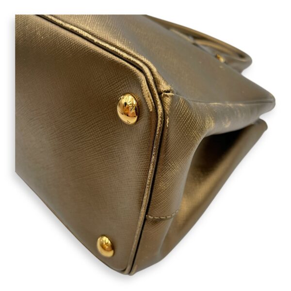 Double Zip Saffiano Lux Metallic Bronze Top Handle Bag in Metallic, Gold hardware - Image 9