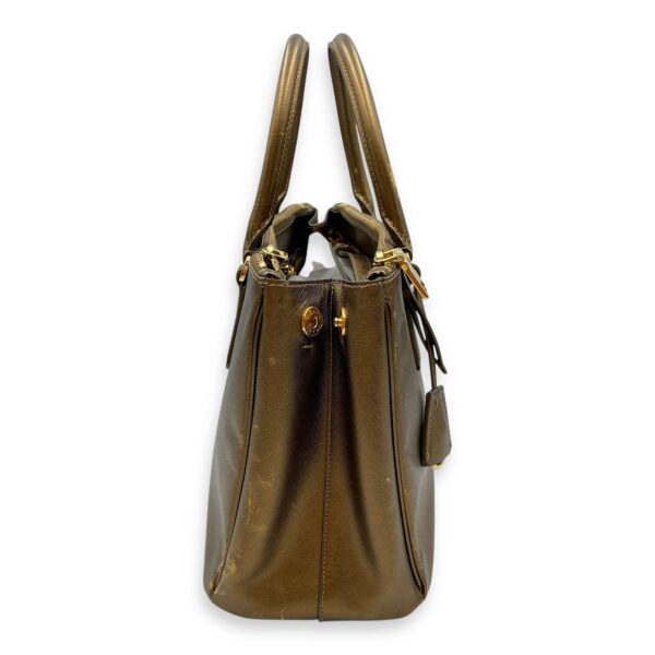 Double Zip Saffiano Lux Metallic Bronze Top Handle Bag in Metallic, Gold hardware - Image 4