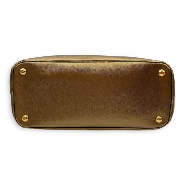 Double Zip Saffiano Lux Metallic Bronze Top Handle Bag in Metallic, Gold hardware - Image 6