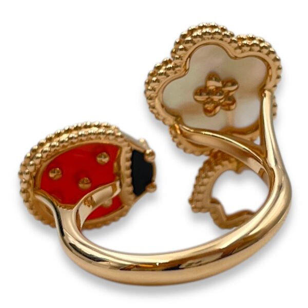 Lucky Spring 56 Between the Finger Ring in Red/White, Carnelian/Mother-of-Pearl, Rose Gold Hardware - Image 3