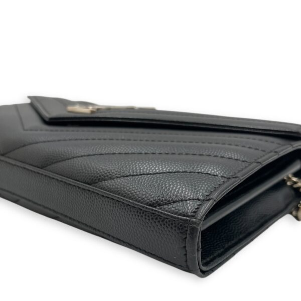 Cassandra Black Wallet on Chain in Calfskin, Silver hardware - Image 9