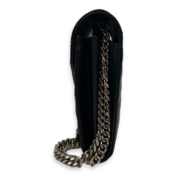 Cassandra Black Wallet on Chain in Calfskin, Silver hardware - Image 5