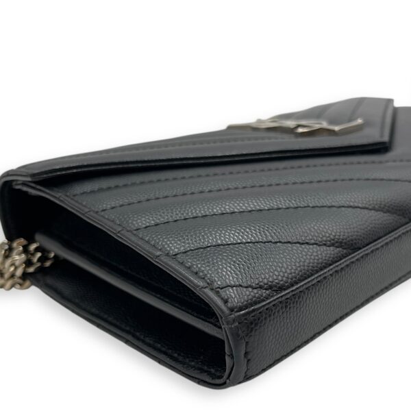 Cassandra Black Wallet on Chain in Calfskin, Silver hardware - Image 8