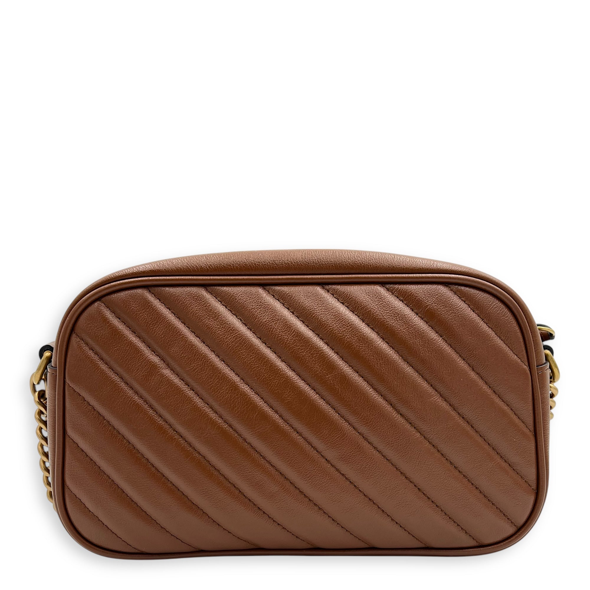 GG Marmont Crossbody Bag Brown in Calfskin, Gold hardware - Image 3