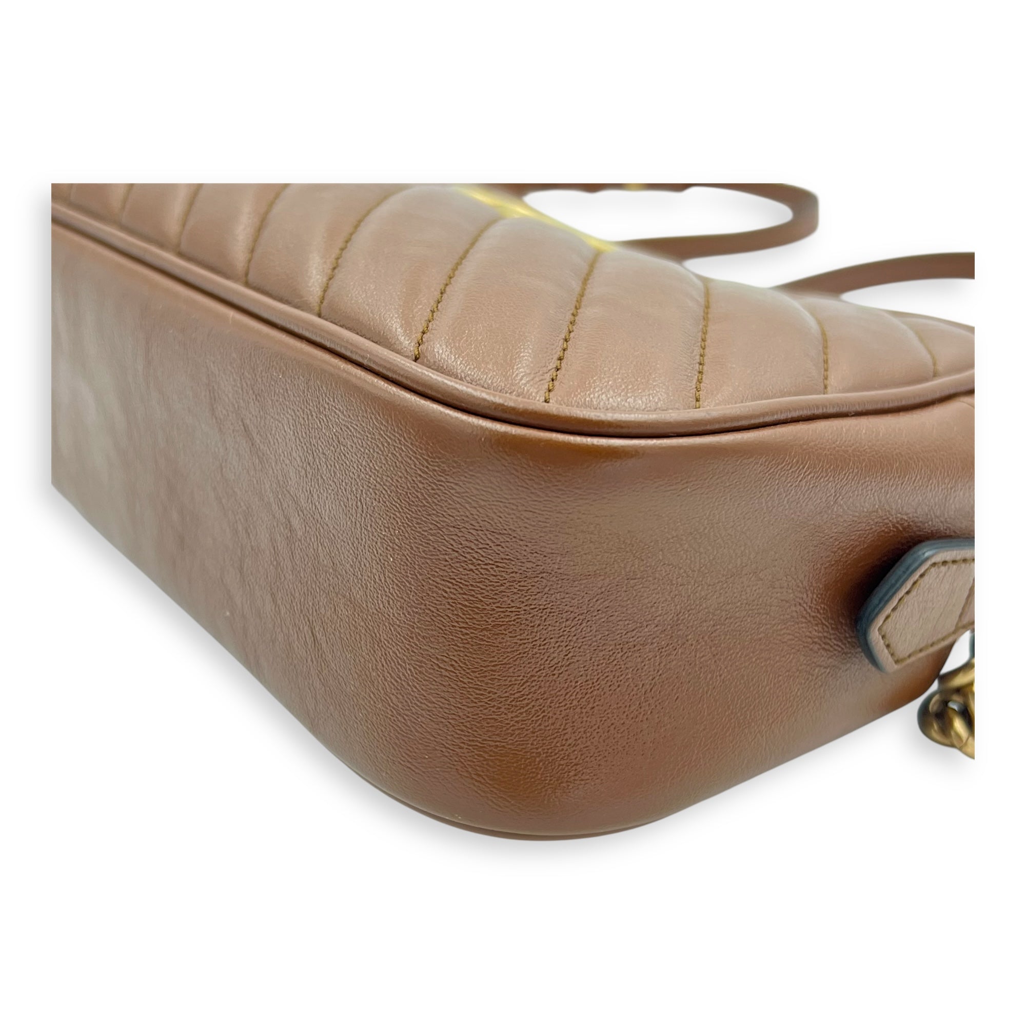 GG Marmont Crossbody Bag Brown in Calfskin, Gold hardware - Image 7