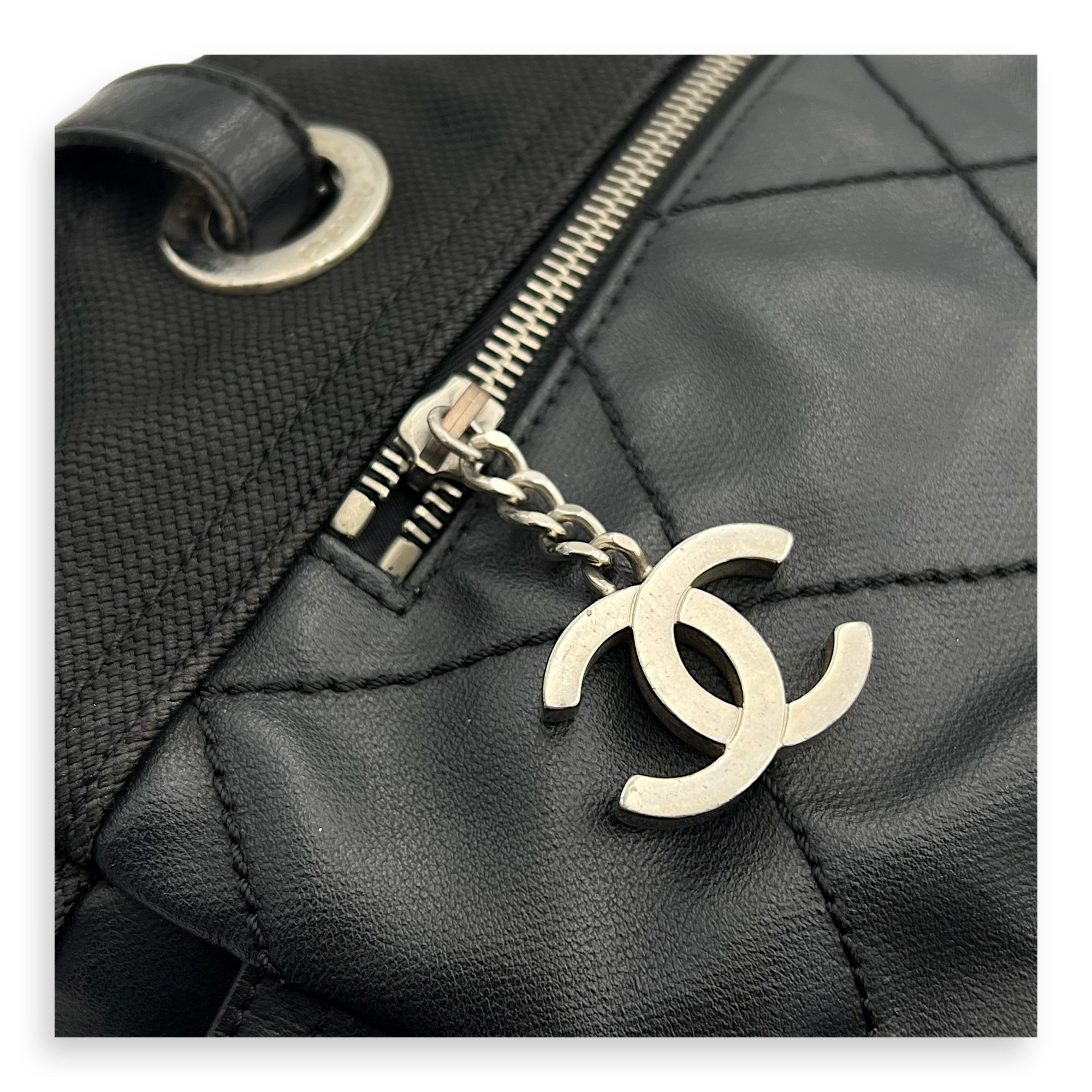 Biarritz Tote Bag Black in Coated Canvas, Silver hardware - Image 12