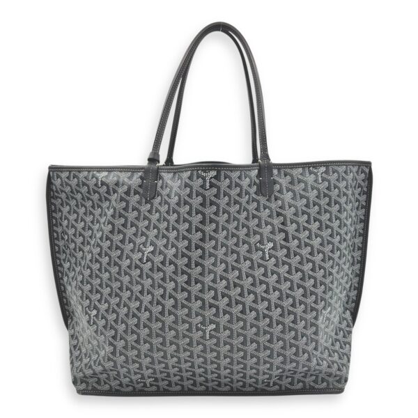 Anjou Top Handle Bag GM Grey in Coated Canvas, Silver hardware - Image 3