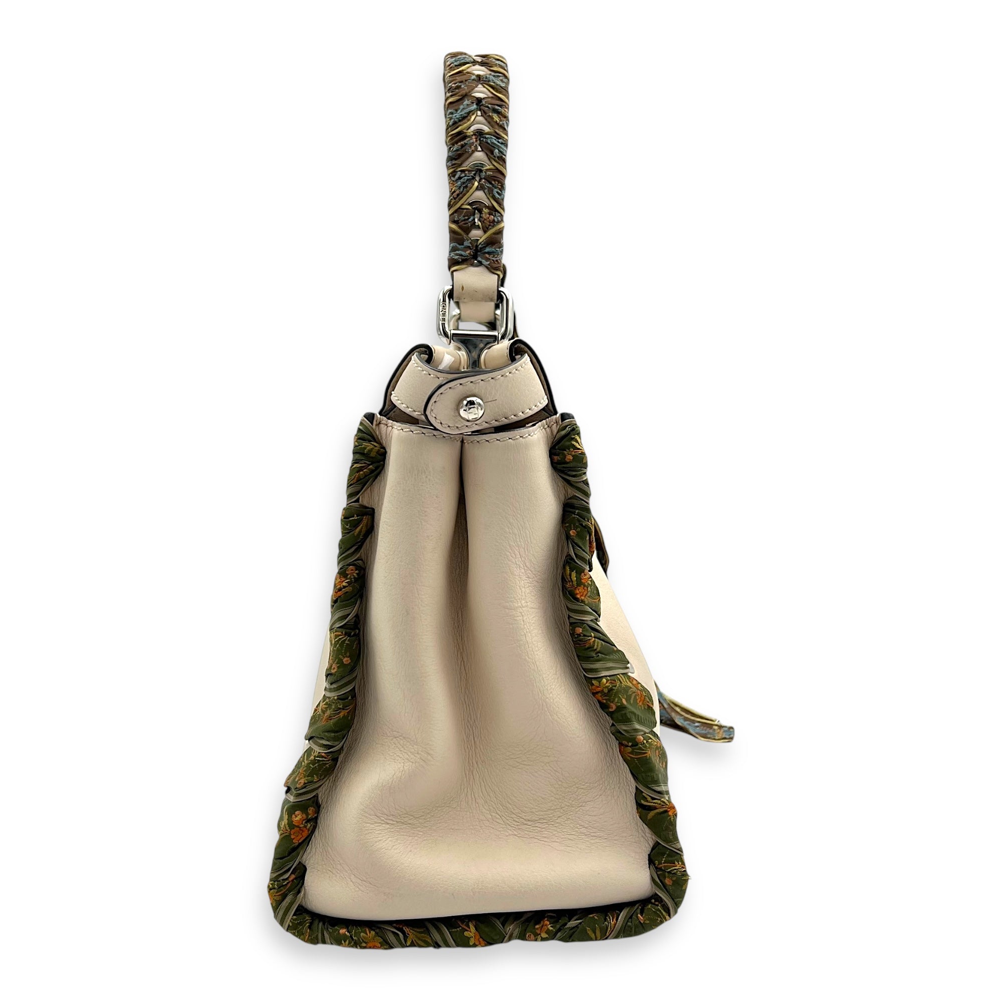 Peekaboo Medium Beige Top Handle Bag in Nappa Leather, Silver hardware - Image 5