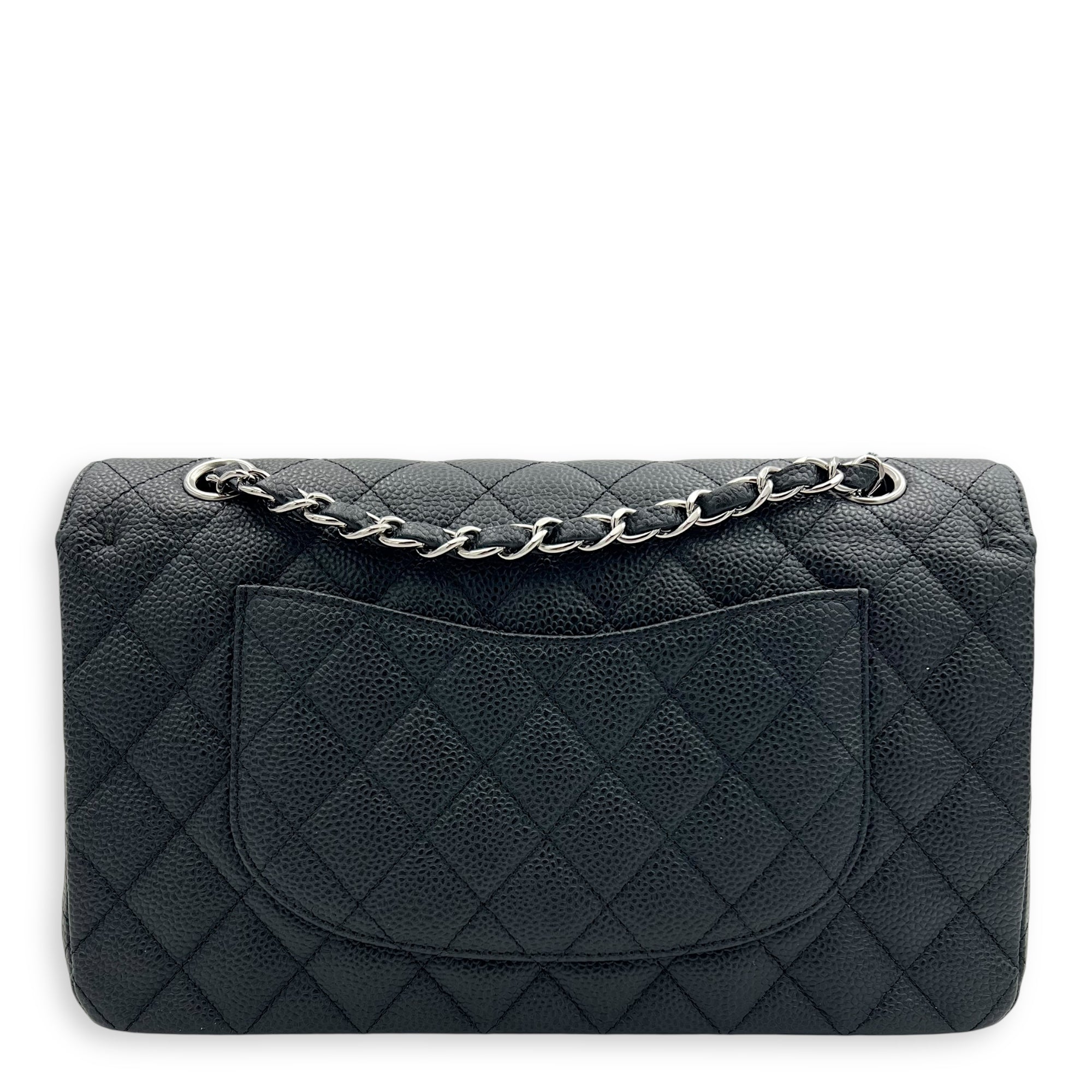 Classic Shoulder Bag Medium Black in Caviar Leather, Silver hardware - Image 3