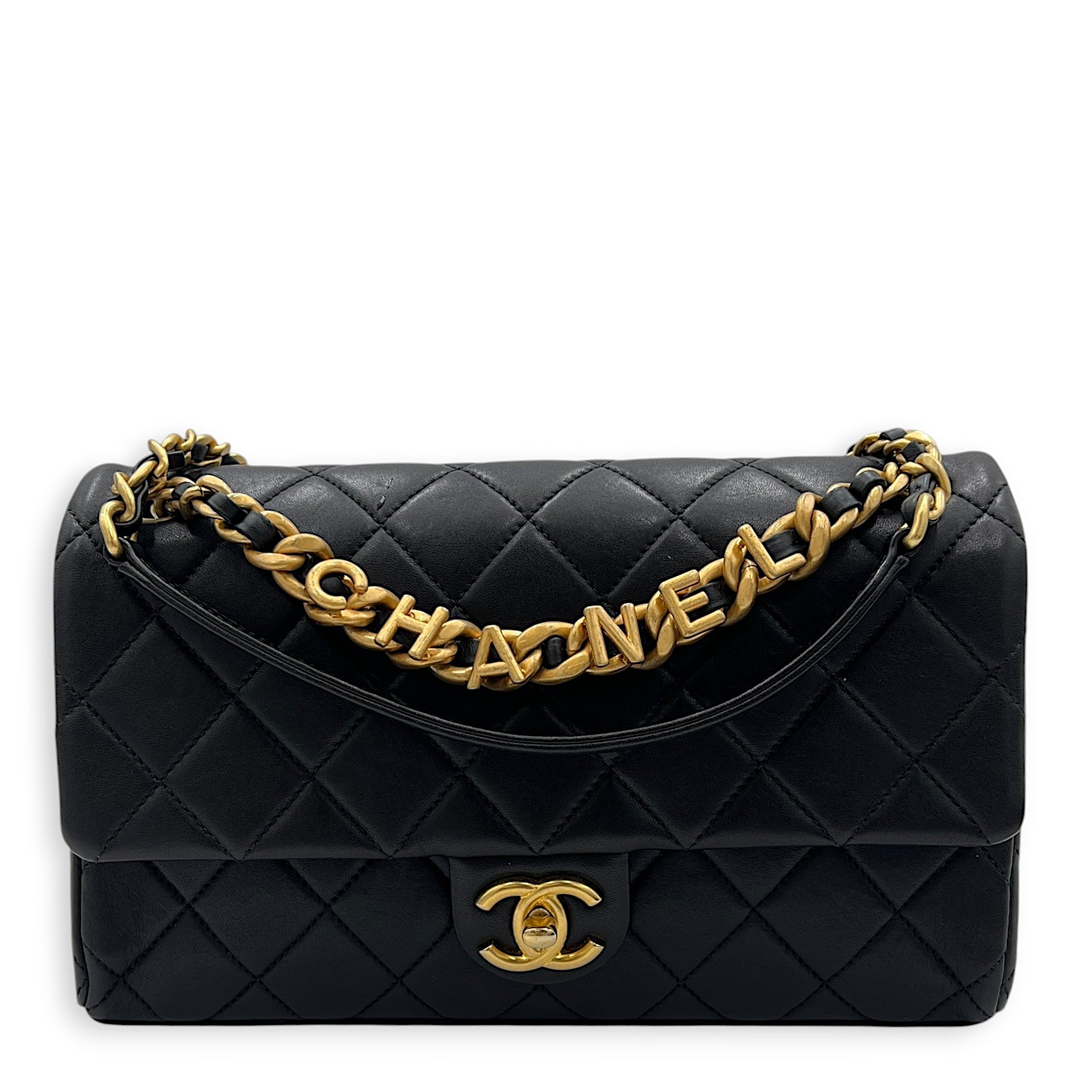23P Seasonal Quilted Flap Shoulder Bag Black in Calfskin, Gold hardware