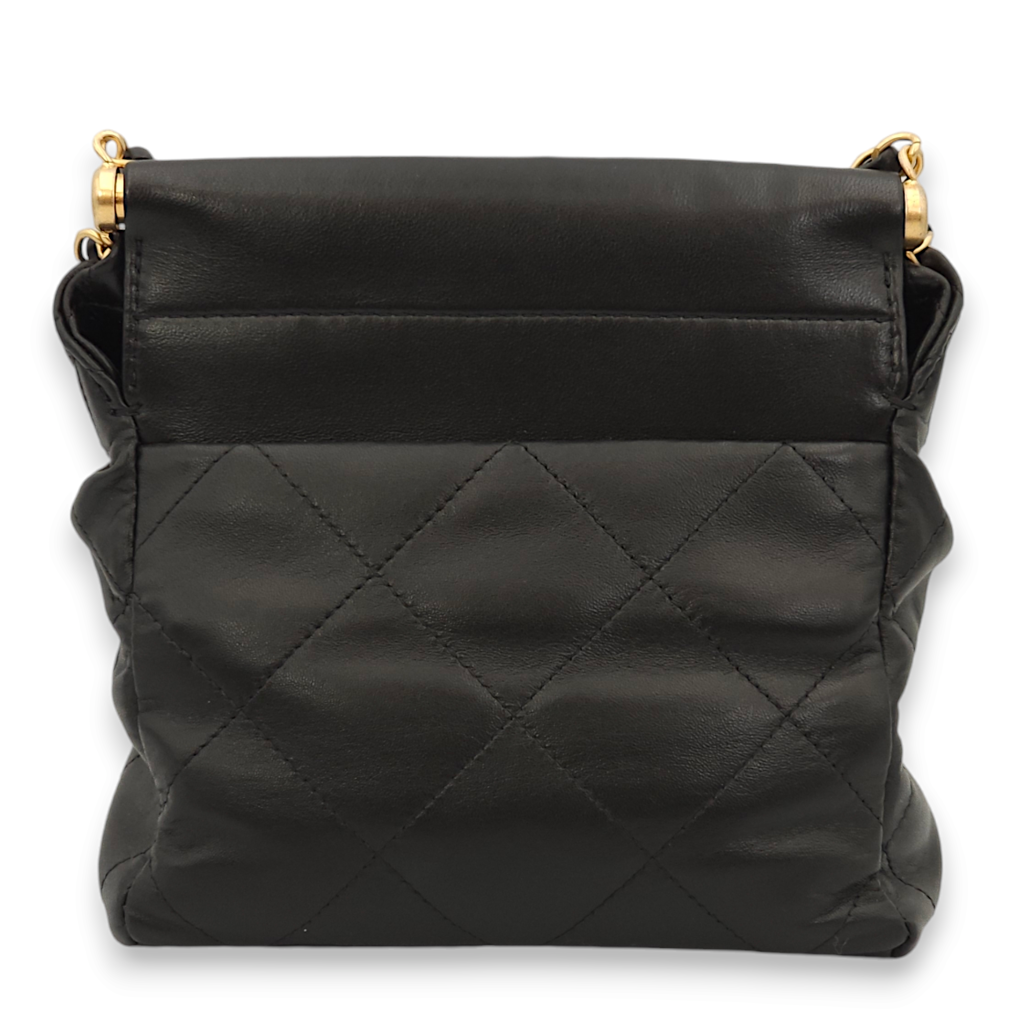 Charms Small Black Bucket Bag in Lambskin, Gold hardware - Image 3