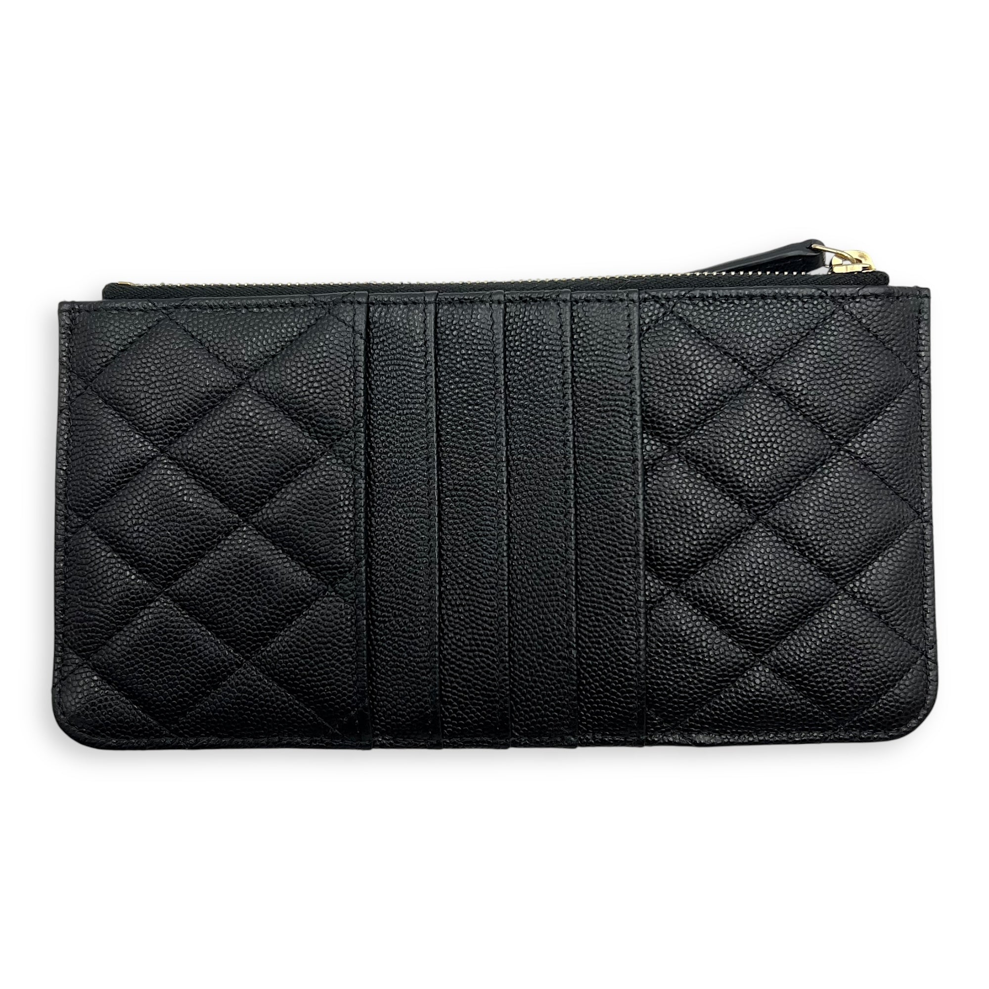 CC Black Phone Holder with Card Holder in Caviar Leather, Gold hardware - Image 4