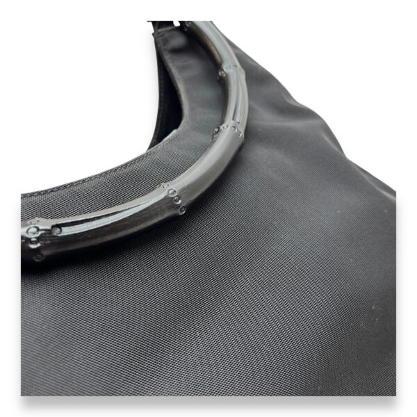 Bamboo Small Black Top Handle Bag in Canvas, Lacquered Metal hardware - Image 10