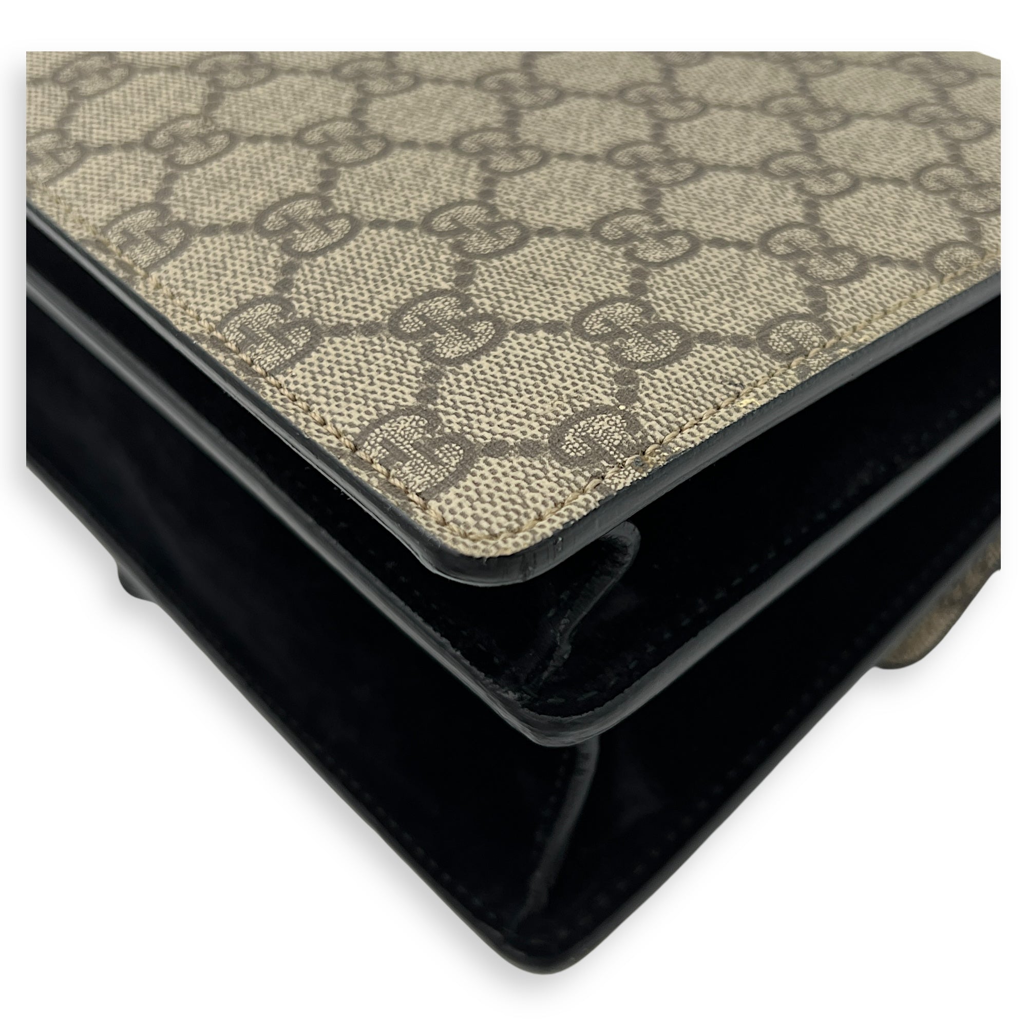 Dionysus Small Black Shoulder Bag in Coated Canvas, Silver hardware - Image 14