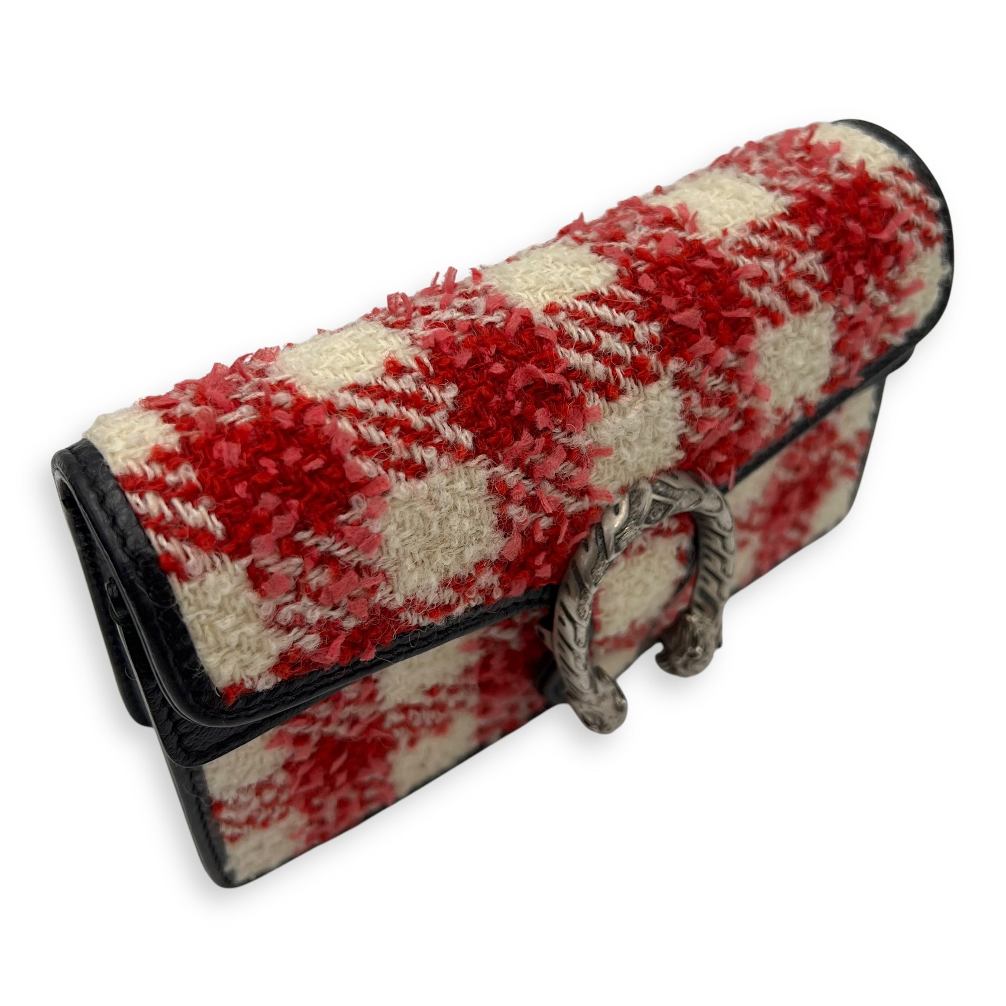 Dionysus Super Mini Red Crossbody Bag in Tweed, Ruthenium hardware - Image 17