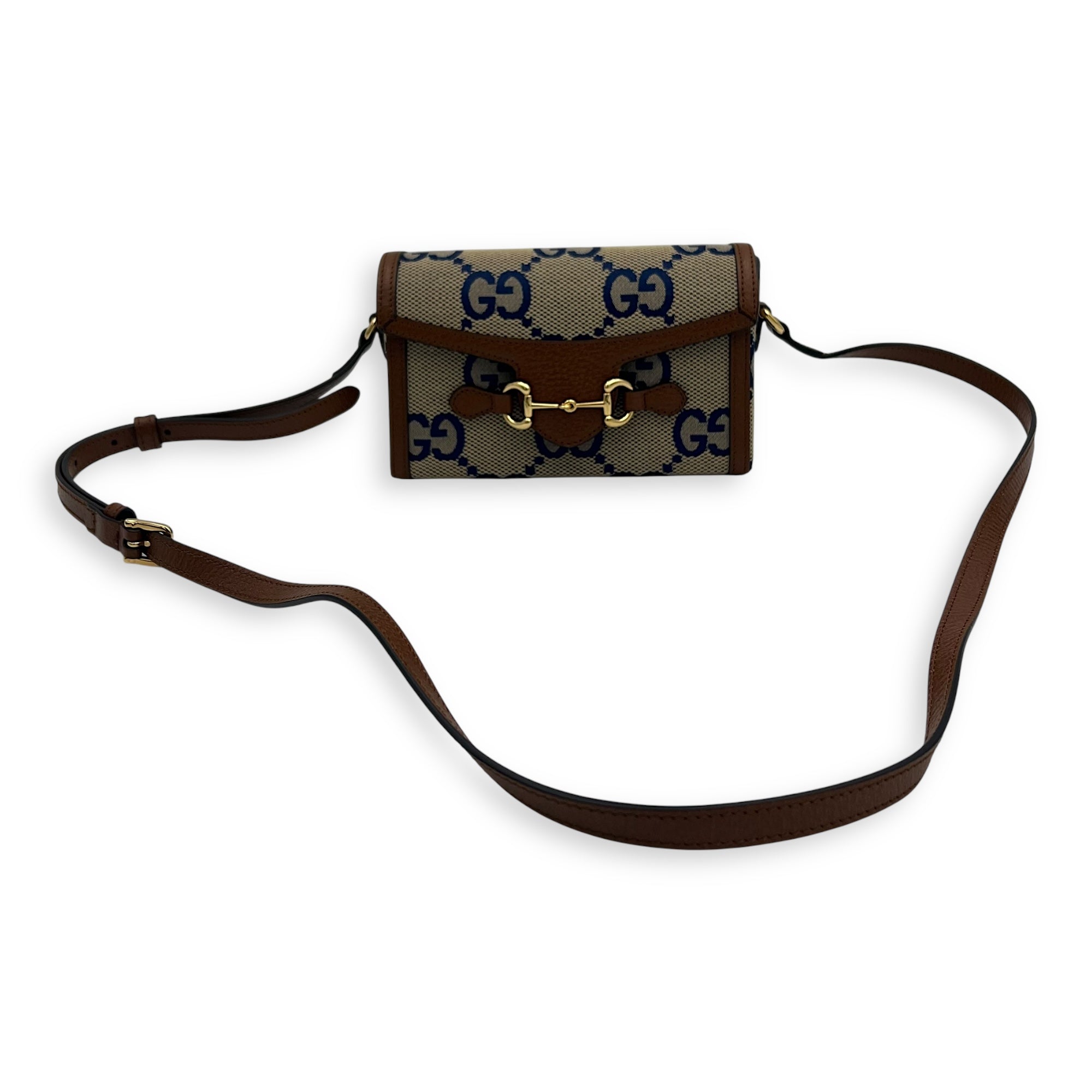 Limited Edition Horsebit 1955 Brown Crossbody Bag in Canvas, Gold hardware - Image 12