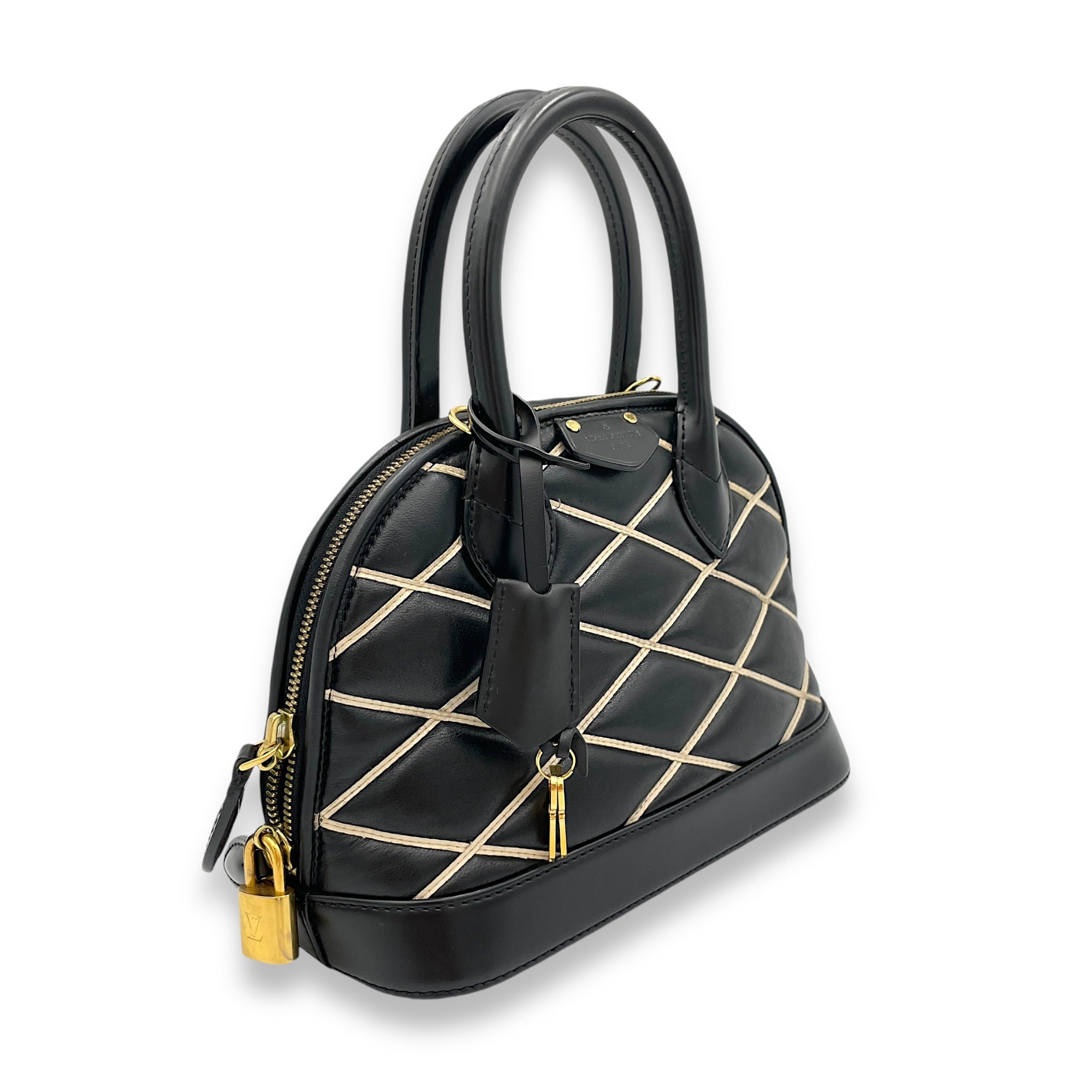 Alma BB Black Top Handle Bag in Calfskin, Gold hardware - Image 4