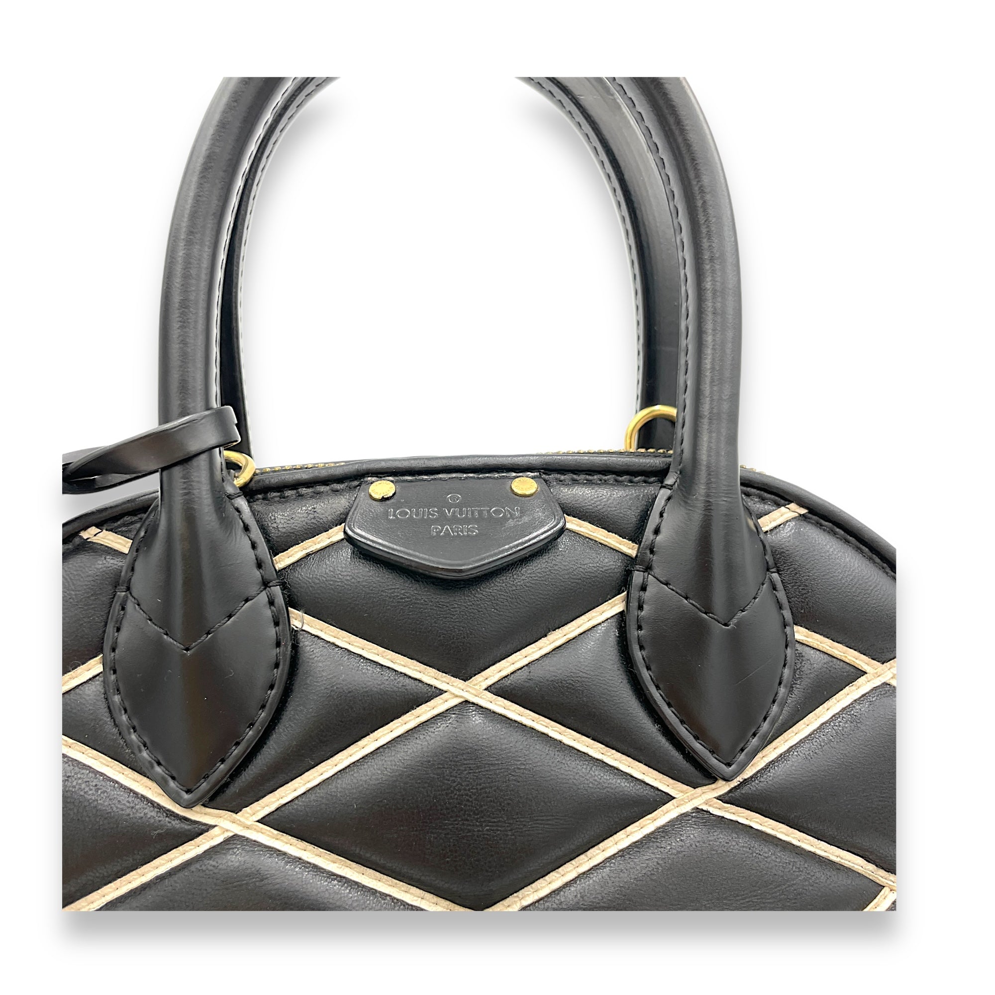 Alma BB Black Top Handle Bag in Calfskin, Gold hardware - Image 8
