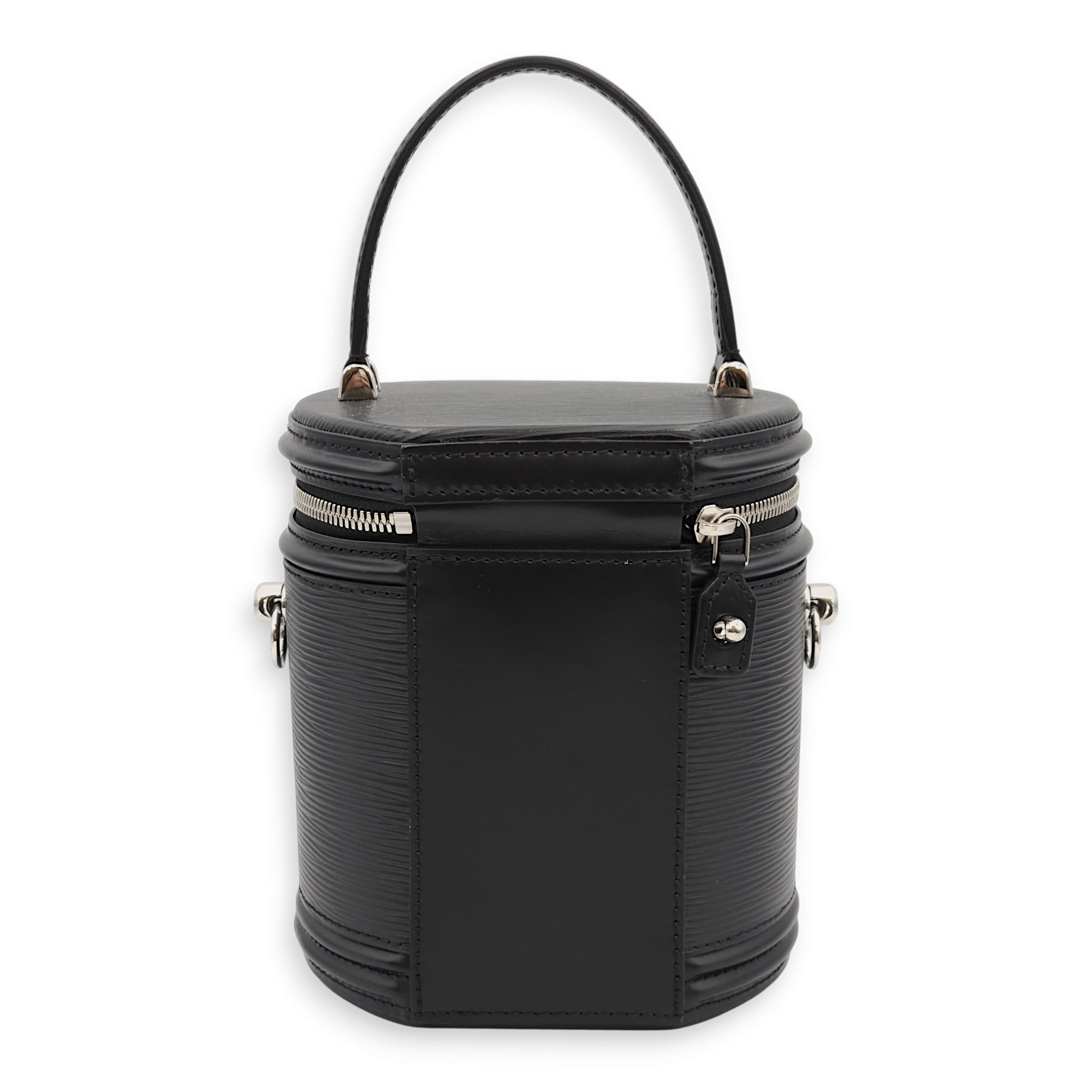 Cannes Black Top Handle Bag in Epi Leather, Palladium hardware - Image 3