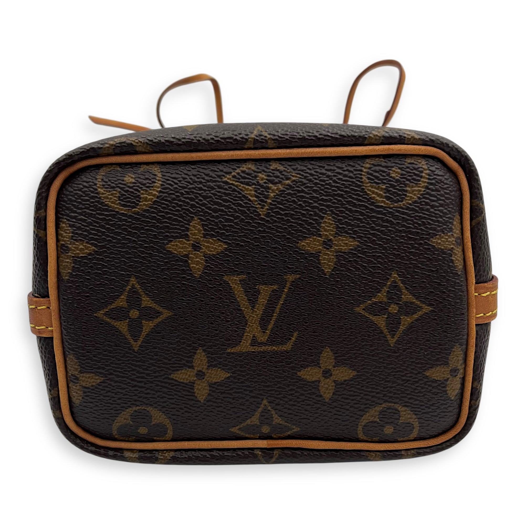 Noe Bucket Bag Nano Brown in Monogram Coated Canvas, Gold hardware - Image 6