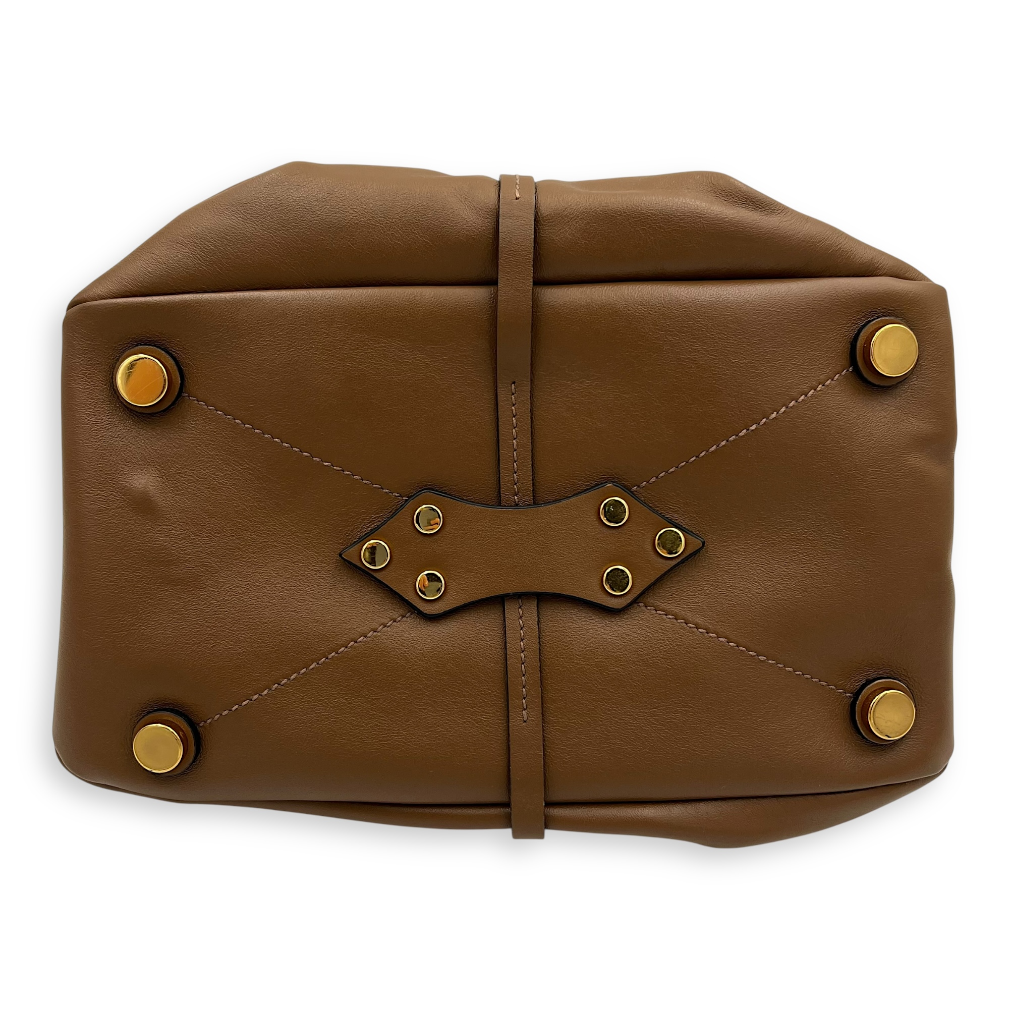 Studs Bucket Bag Brown in Nappa Leather, Gold hardware - Image 6
