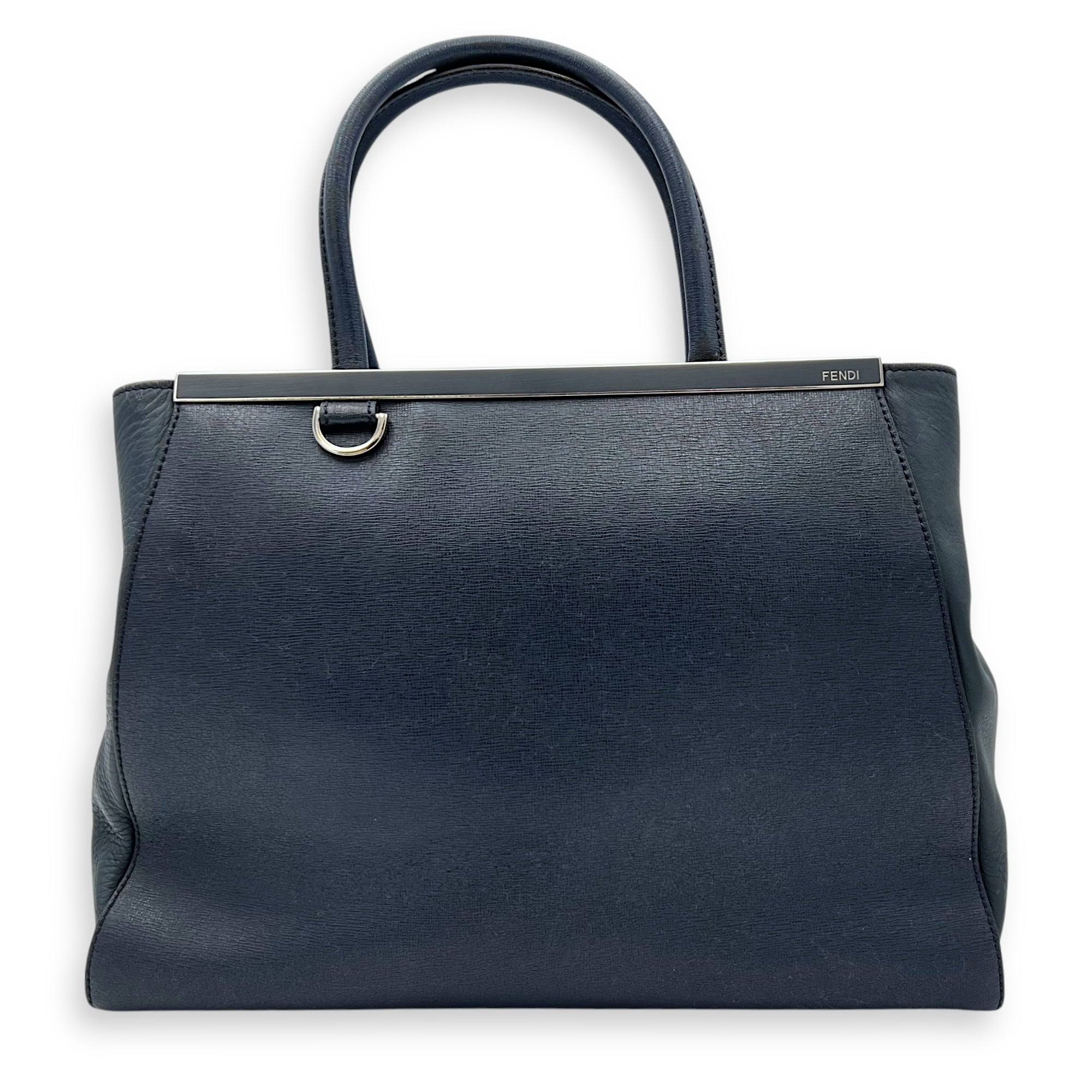 2Jours Blue Top Handle Bag in Calfskin, Silver hardware