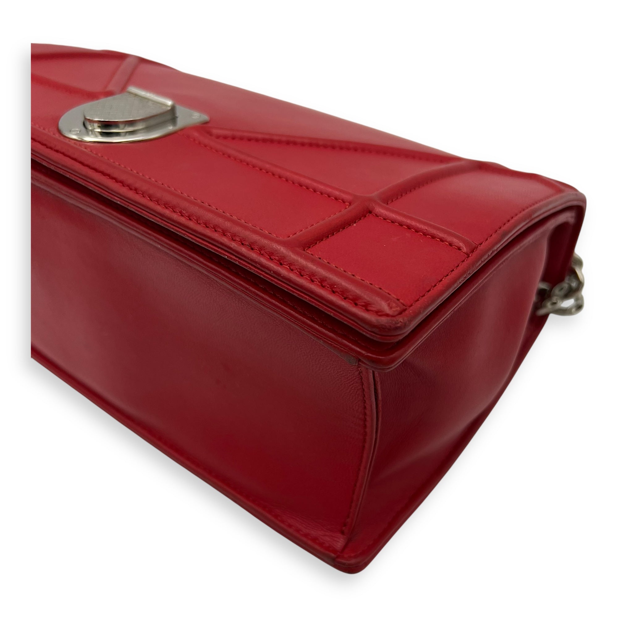 Diorama Red Crossbody Bag in Lambskin, Silver hardware - Image 14