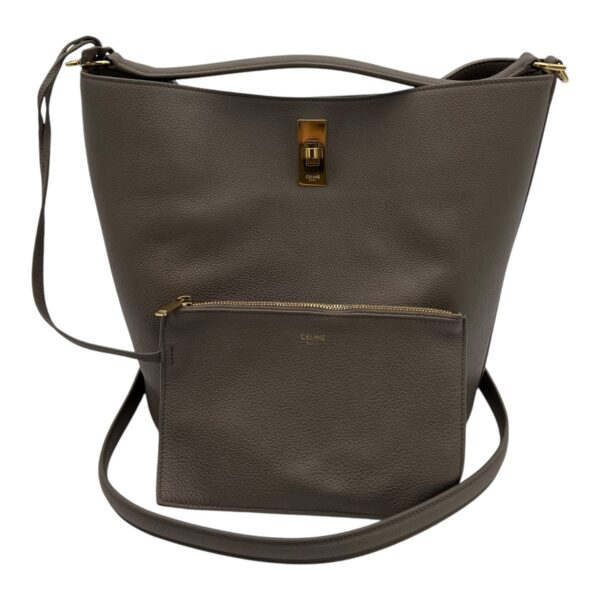 Bucket 16 Brown Top Handle Bag in Calfskin, Gold hardware - Image 12