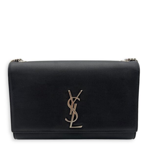 Kate Crossbody Bag Black in Calfskin, Silver hardware