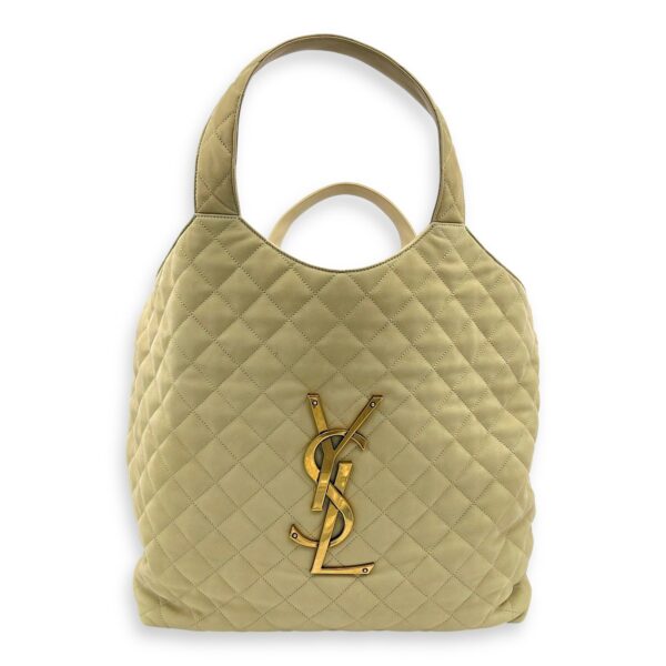 ICare Tote Bag Beige in Nubuck suede, Gold hardware