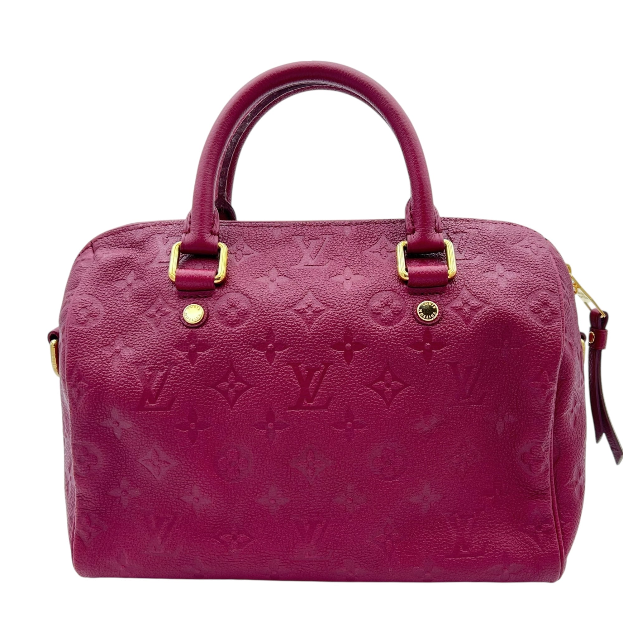 Speedy Bandouliere Top Handle Bag Red in Monogram Empreinte Leather, Gold hardware