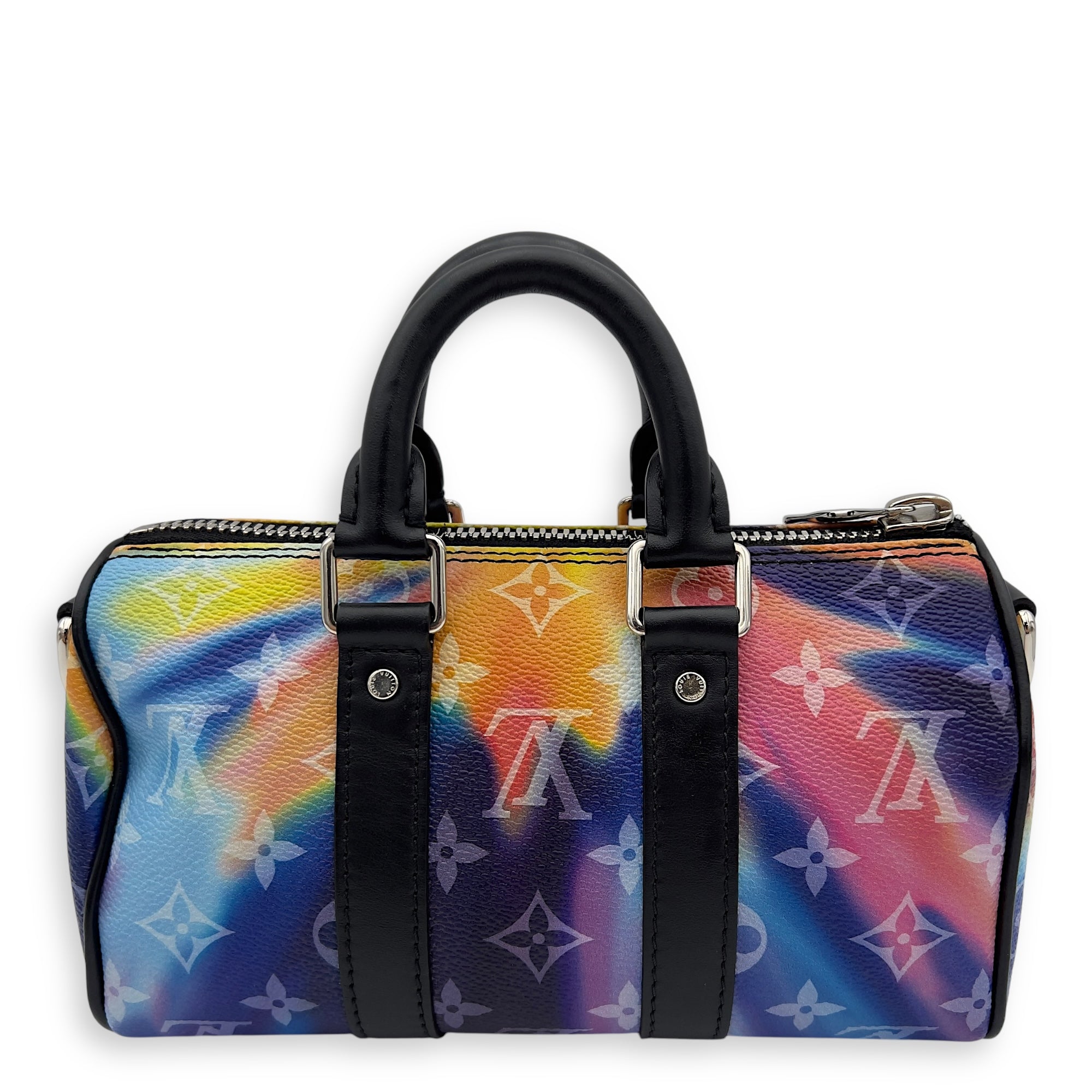 Keepall Crossbody Bag Black in Coated Canvas , Silver Hardware - Image 3