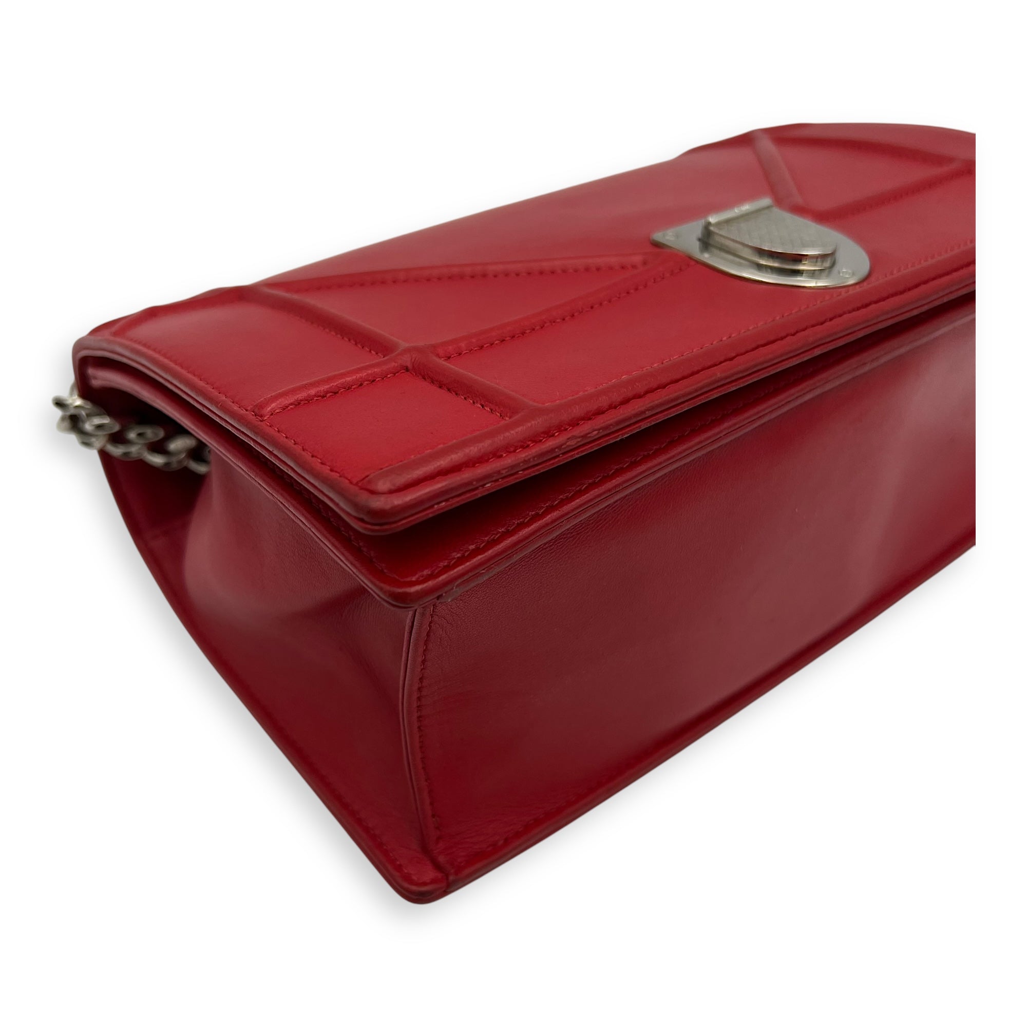 Diorama Red Crossbody Bag in Lambskin, Silver hardware - Image 13
