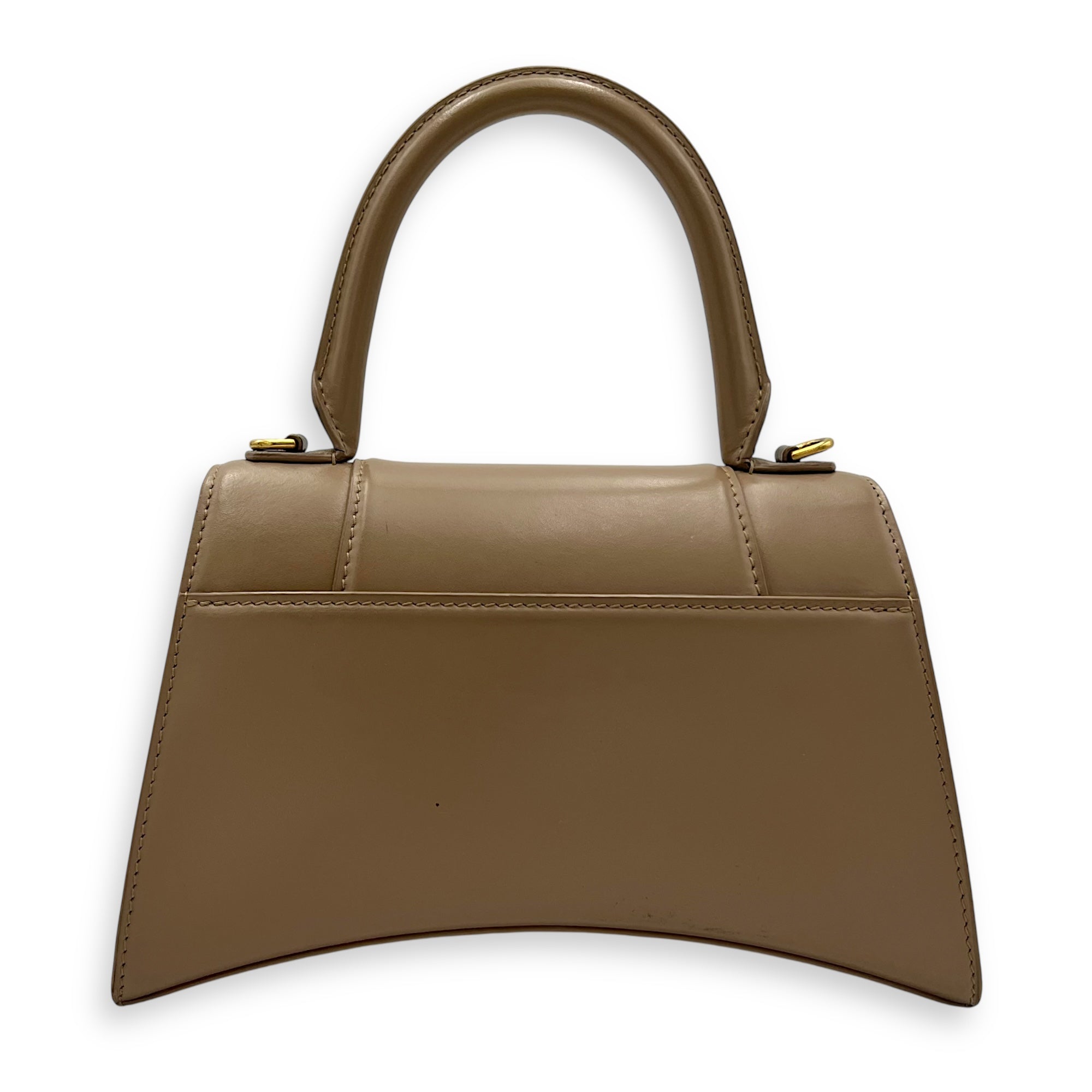 Hourglass Small Beige Top Handle Bag in Calfskin, Gold hardware - Image 3
