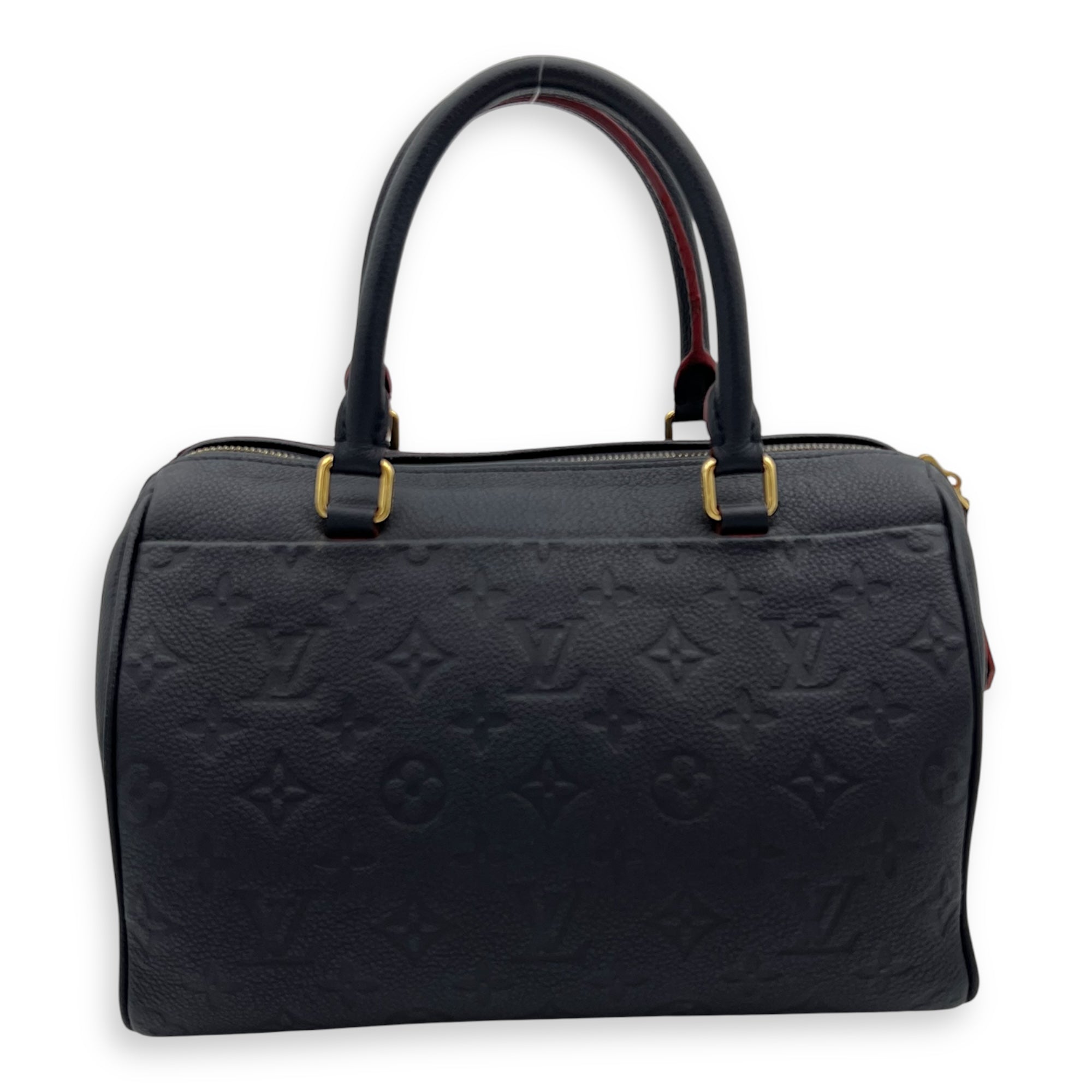 Speedy Bandouliere Top Handle Bag 25 Blue in Empreinte Leather, Gold hardware - Image 3