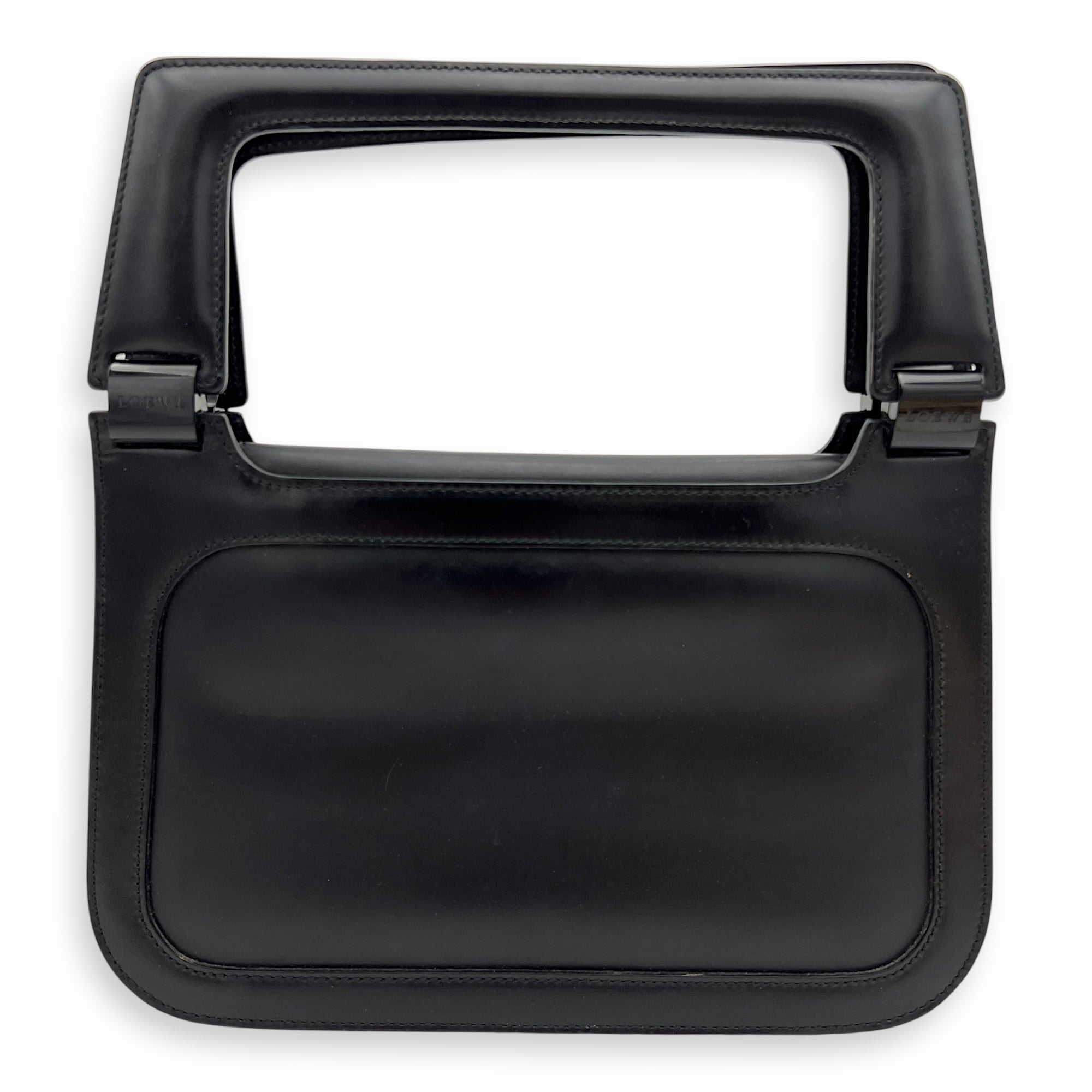 Vintage Top Handle Bag Black in Calfskin, Silver hardware - Image 3