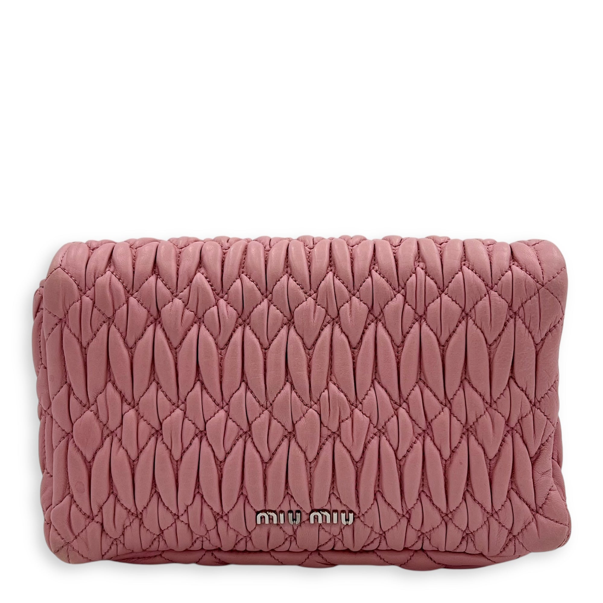 Matelassé Shoulder Bag Pink in Lambskin, Silver hardware - Image 3