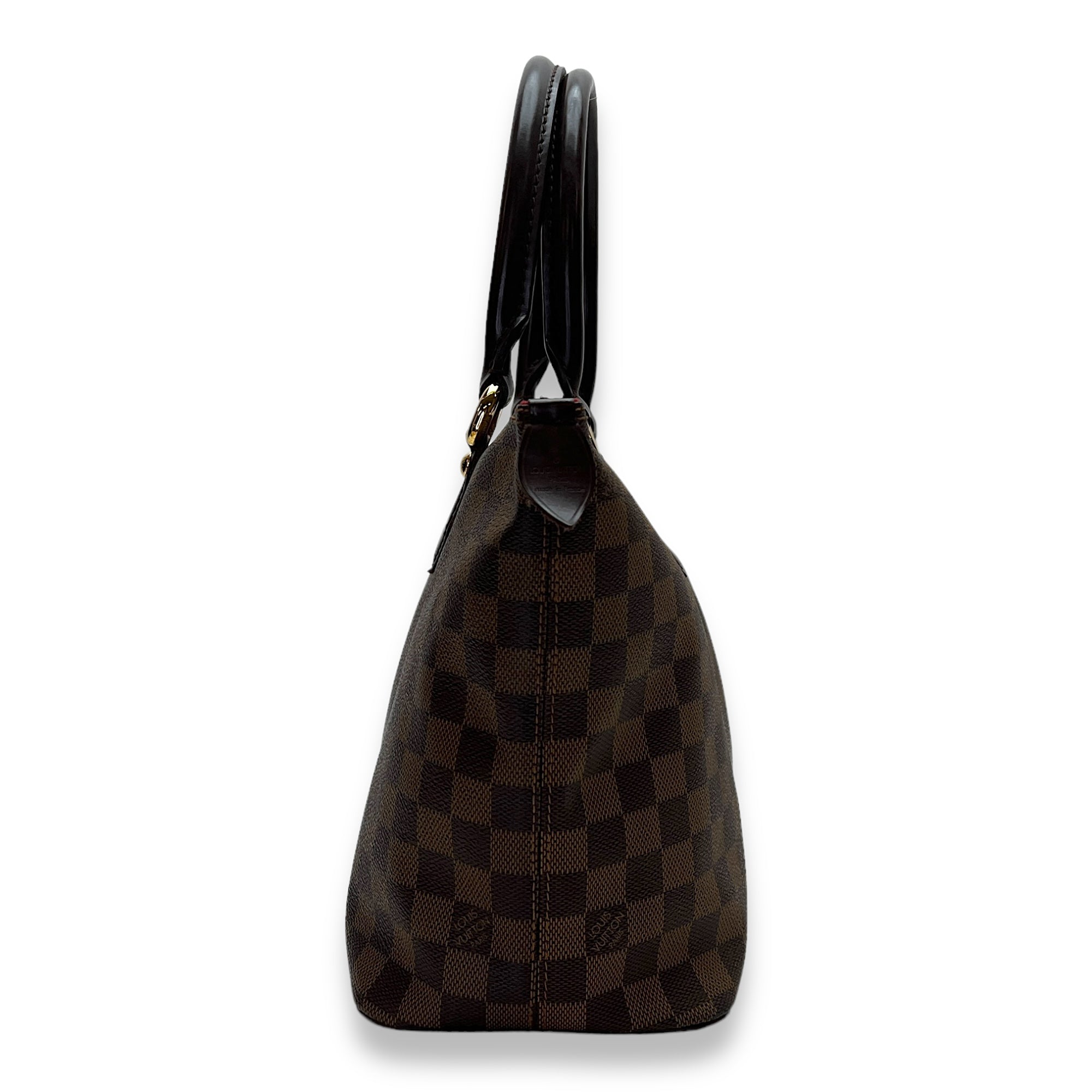 Saleya PM Damier Ebene Top Handle Bag in Coated Canvas, Gold hardware - Image 4