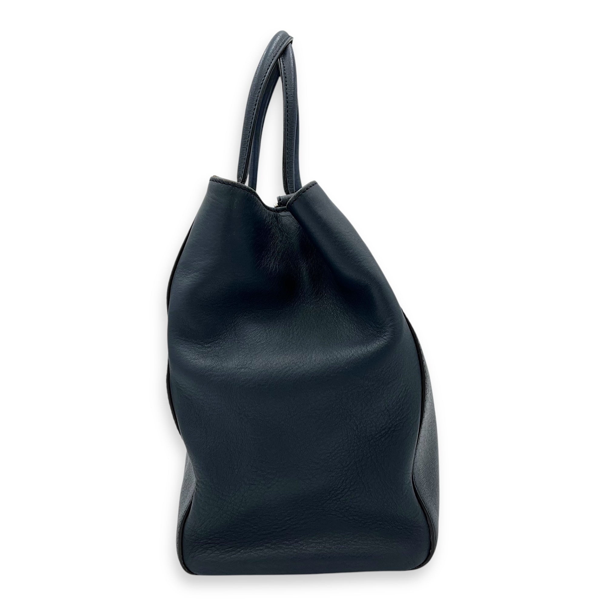 2Jours Blue Top Handle Bag in Calfskin, Silver hardware - Image 4