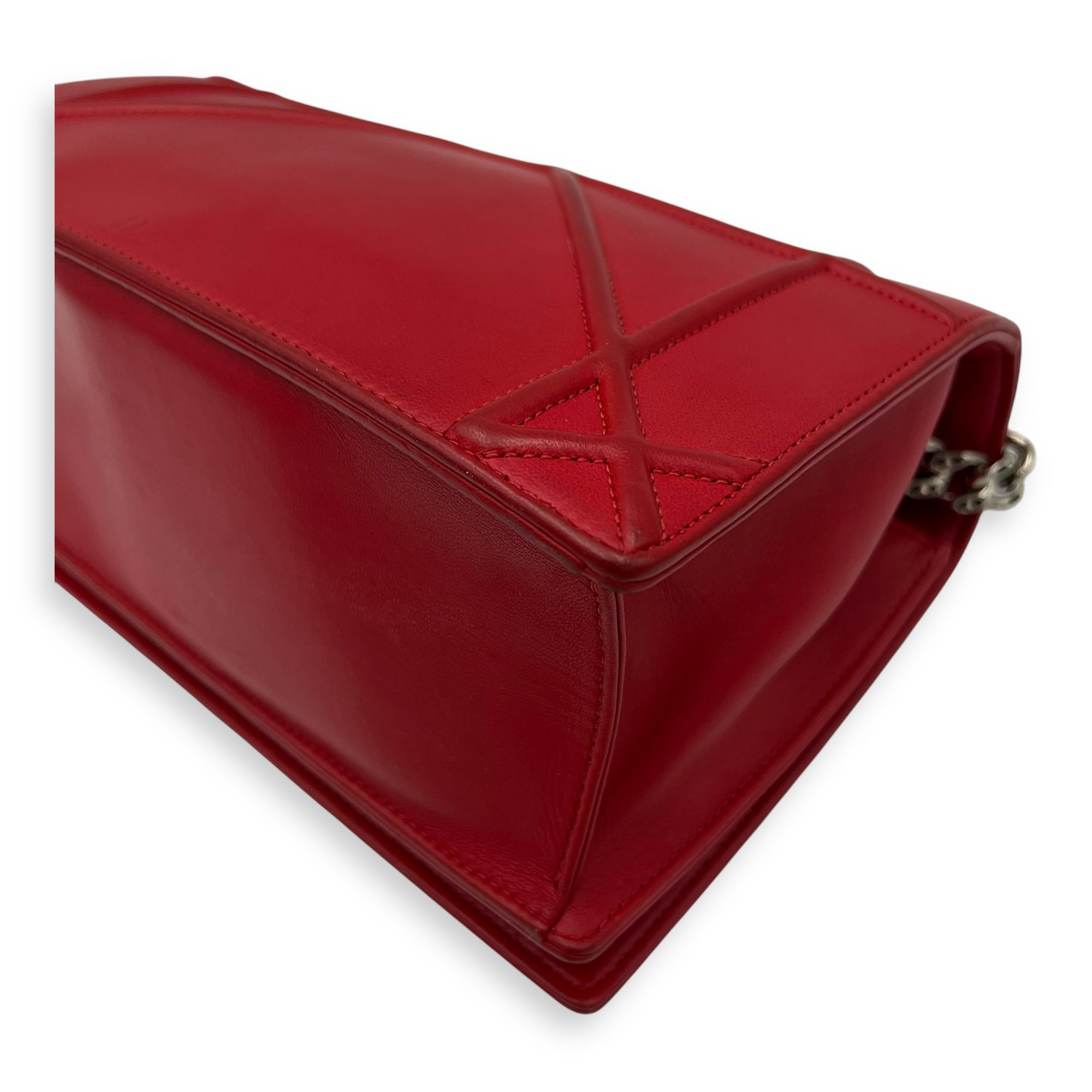 Diorama Red Crossbody Bag in Lambskin, Silver hardware - Image 12