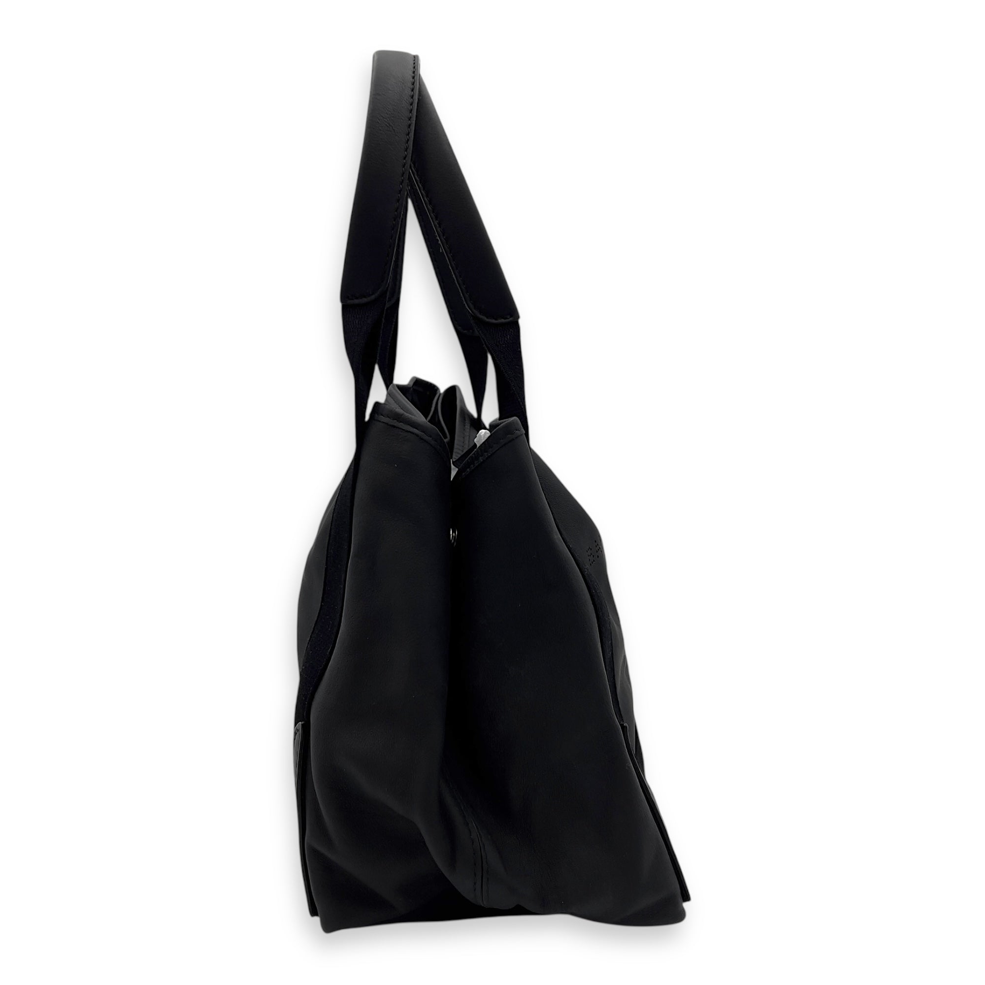 Cabas Tote Bag Black in Calfskin, Silver hardware - Image 4