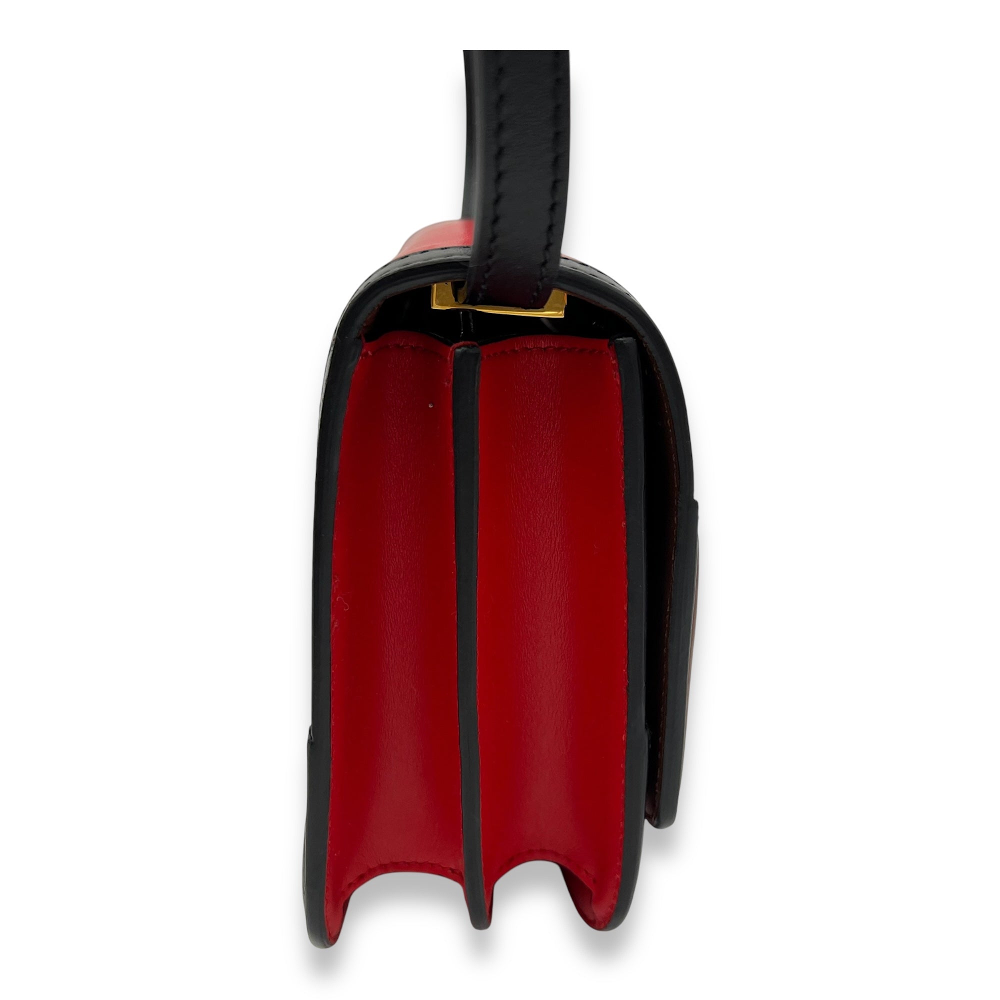 TB Red Crossbody Bag in Calfskin, Gold hardware - Image 6