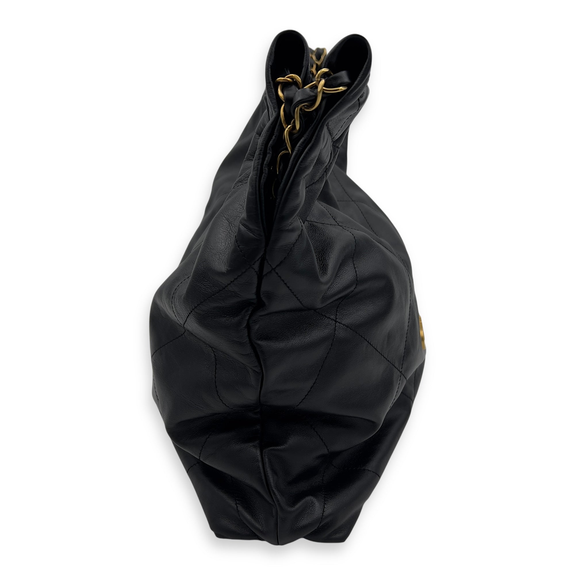 22 Tote Shoulder Bag Medium Black in Calfskin, Gold hardware - Image 4