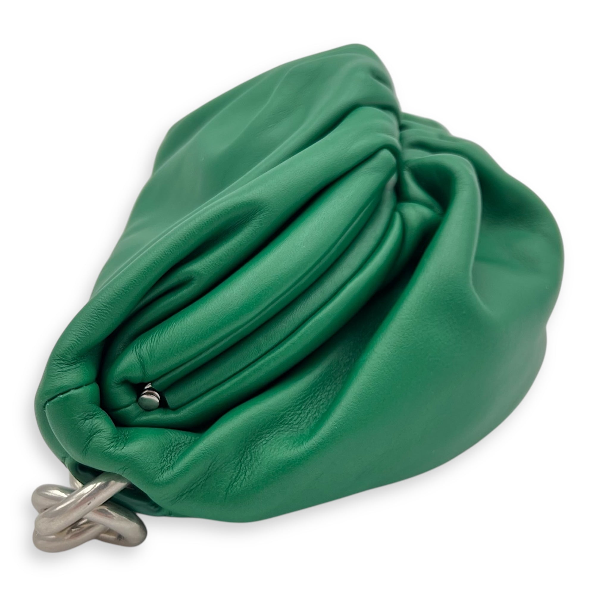 Pouch Crossbody Bag Green in Calfskin, Gold hardware - Image 4