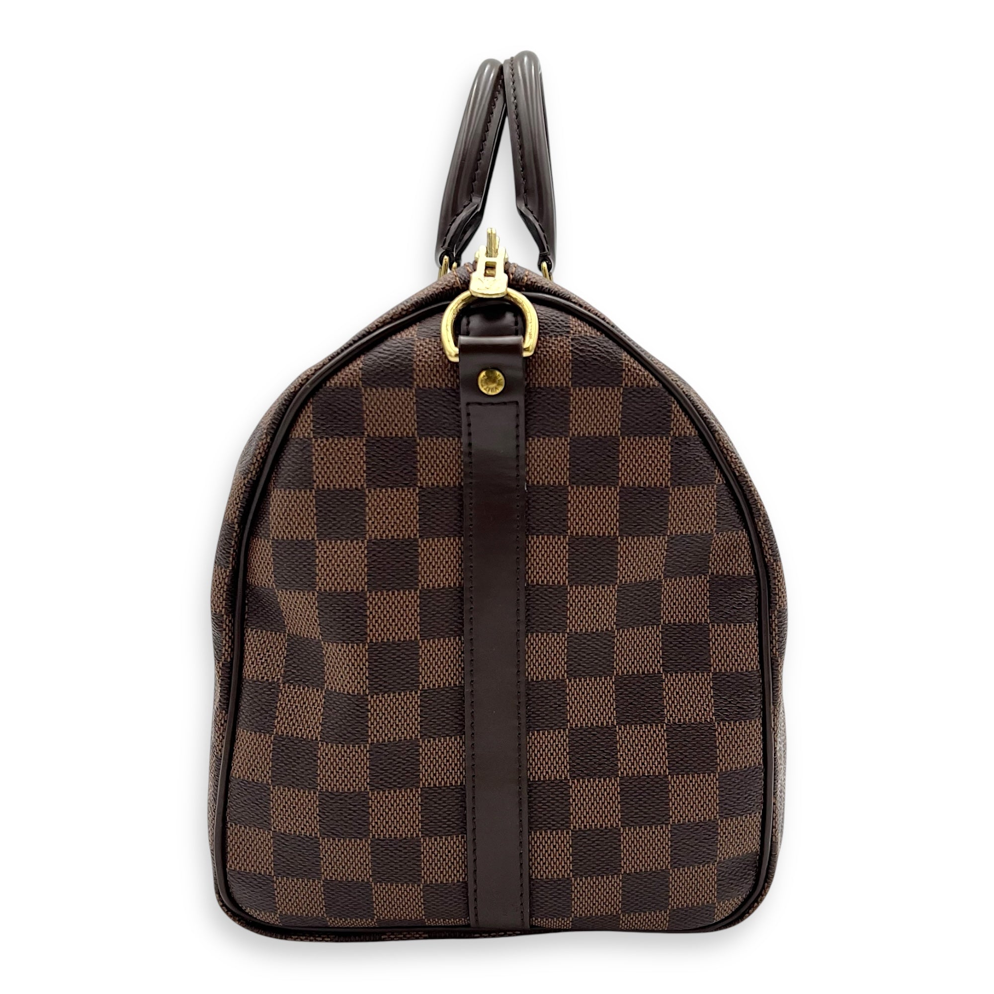 Speedy Bandouliere 35 Brown Top Handle Bag in Coated Canvas, Gold hardware - Image 5