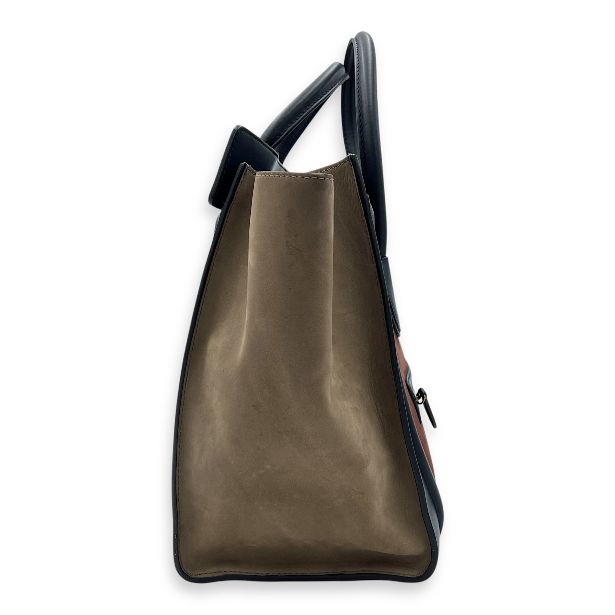 Luggage Mini Multi-colour Top Handle Bag in Suede Leather, Gold hardware - Image 5