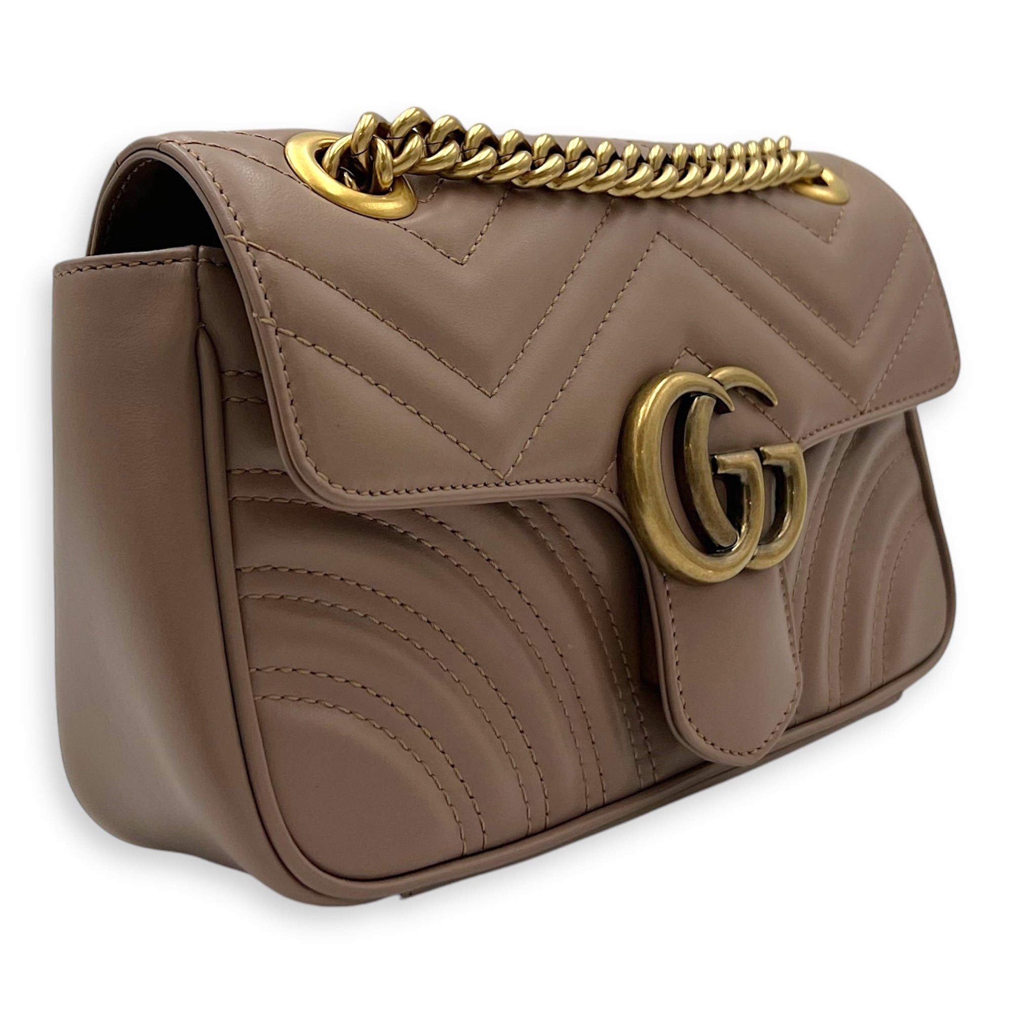 GG Marmont Mini Shoulder bag in Calfskin, Gold Hardware - Image 5